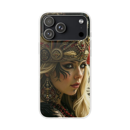 Aztec Fireheart Queen – Flexi Phone Case (iPhone & Samsung • Clear TPU • Made in USA • Personalized Option)