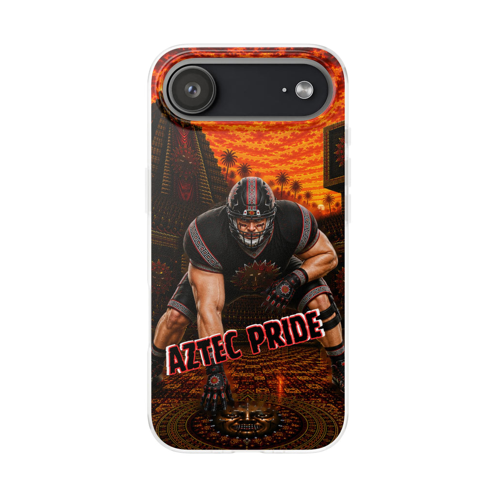 Aztec Football Warrior – Flexi Phone Case (iPhone & Samsung • Clear TPU • Made & Shipped in the USA • 🚚 FREE USA Shipping • Personalized Option)