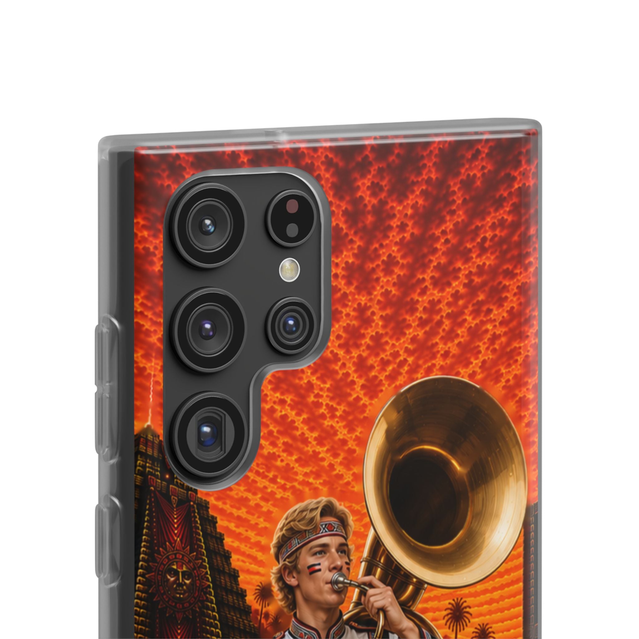 Aztec Band Warrior – Flexi Phone Case (iPhone & Samsung • Clear TPU • Made & Shipped in the USA • 🚚 FREE USA Shipping • Personalized Option)
