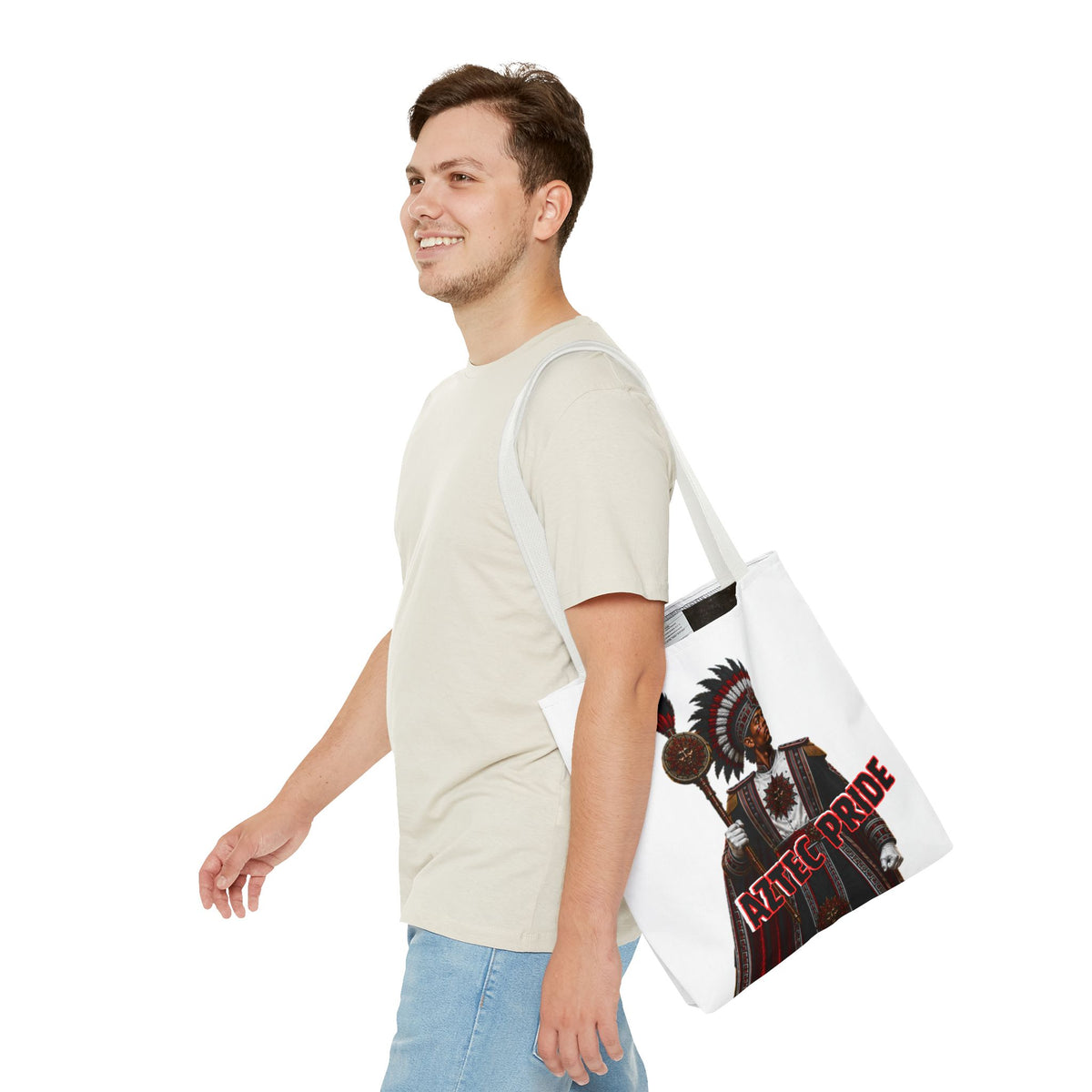 Aztec Band Warrior Tote Bag | Aztec-Inspired AI Art • Made & Shipped in the USA • 🚚 FREE USA Shipping • FREE Personalization