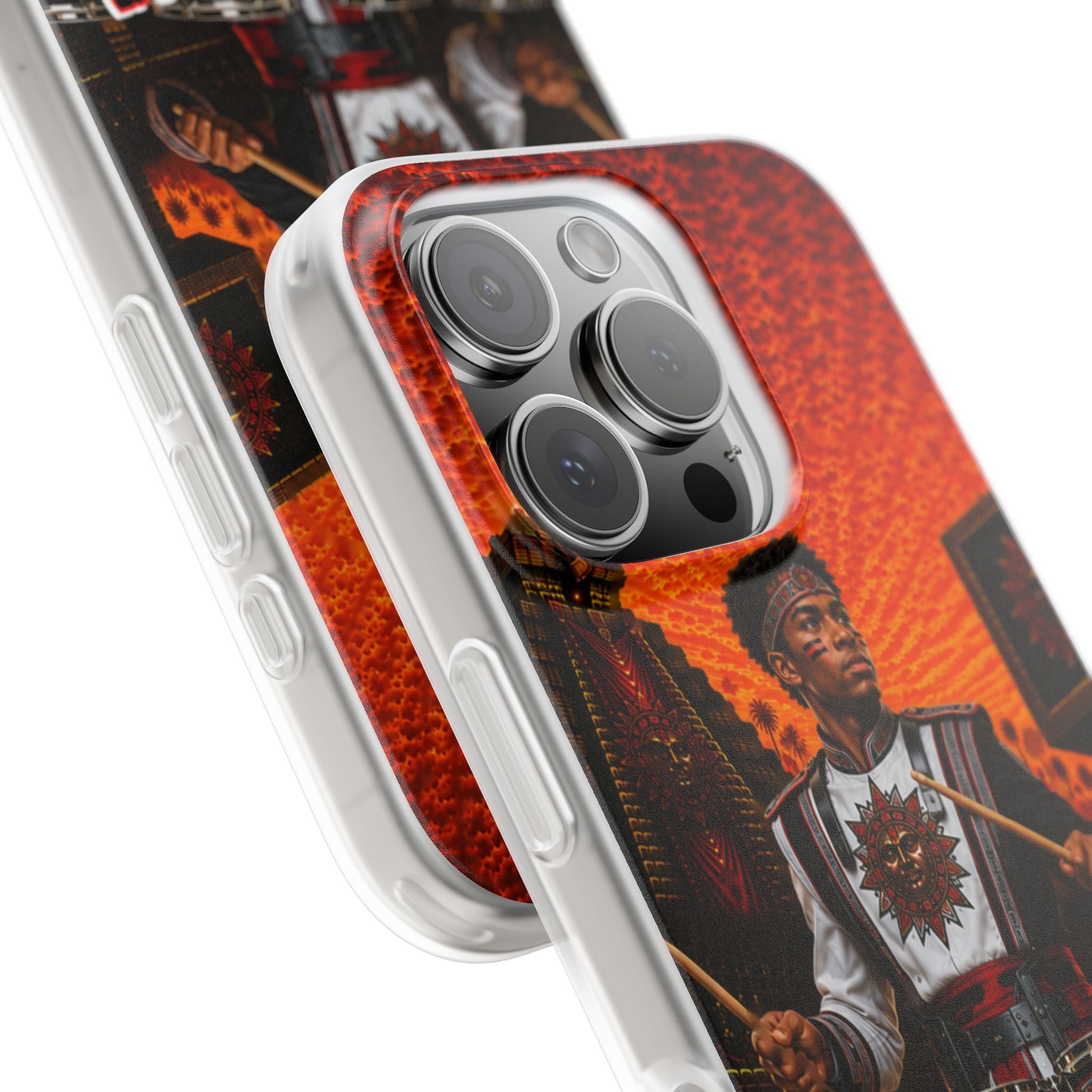 Aztec Band Warrior – Flexi Phone Case (iPhone & Samsung • Clear TPU • Made & Shipped in the USA • 🚚 FREE USA Shipping • Personalized Option)