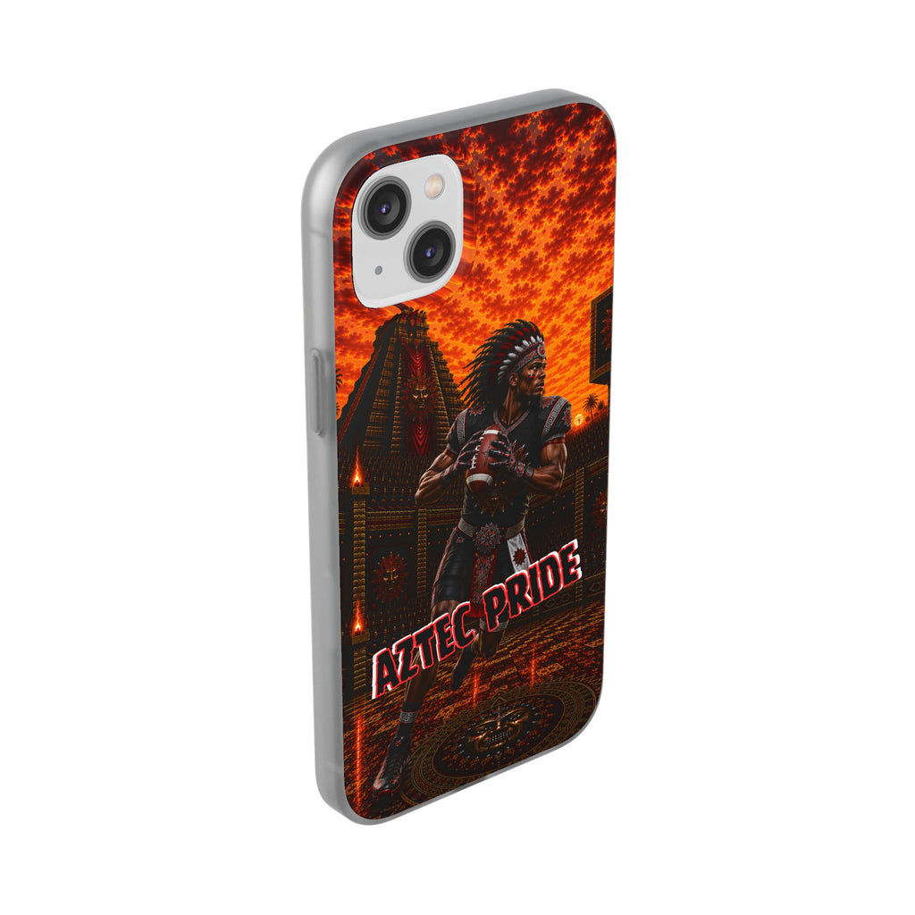 Aztec Football Warrior – Flexi Phone Case (iPhone & Samsung • Clear TPU • Made & Shipped in the USA • 🚚 FREE USA Shipping • Personalized Option)