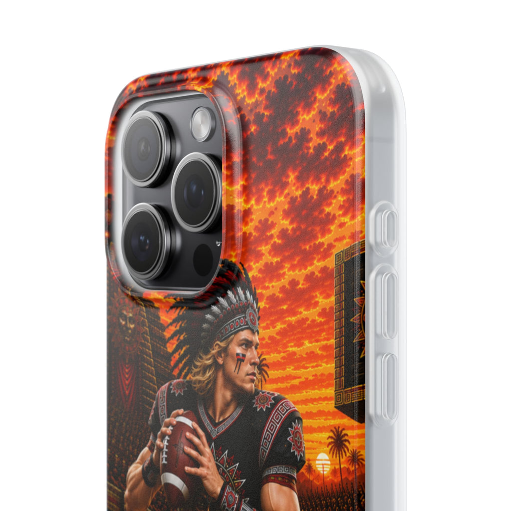 Aztec Football Warrior – Flexi Phone Case (iPhone & Samsung • Clear TPU • Made & Shipped in the USA • 🚚 FREE USA Shipping • Personalized Option)