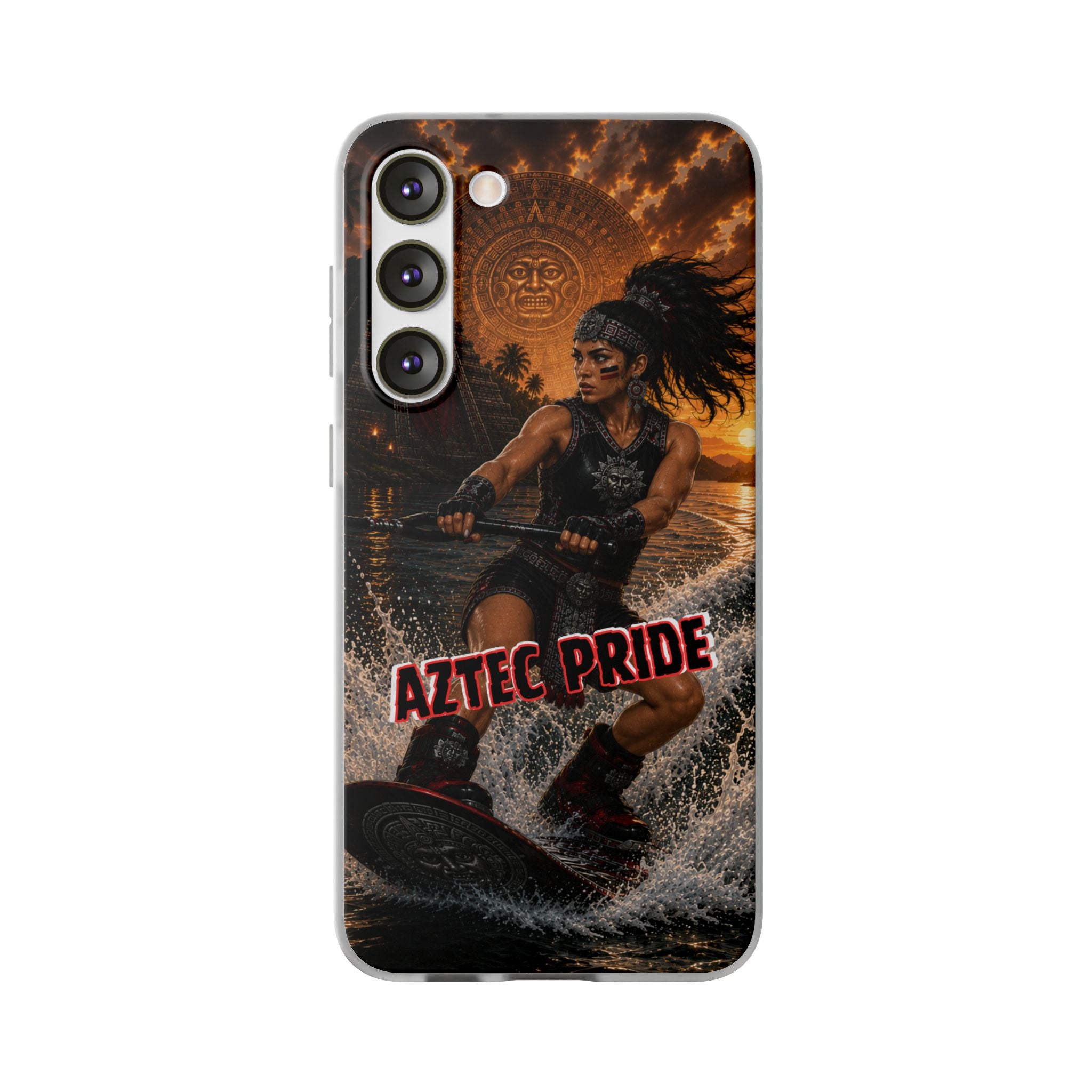 Aztec Wakeboard Female Warrior – Flexi Phone Case (iPhone & Samsung • Clear TPU • Made & Shipped in the USA • 🚚 FREE USA Shipping • Personalized Option)