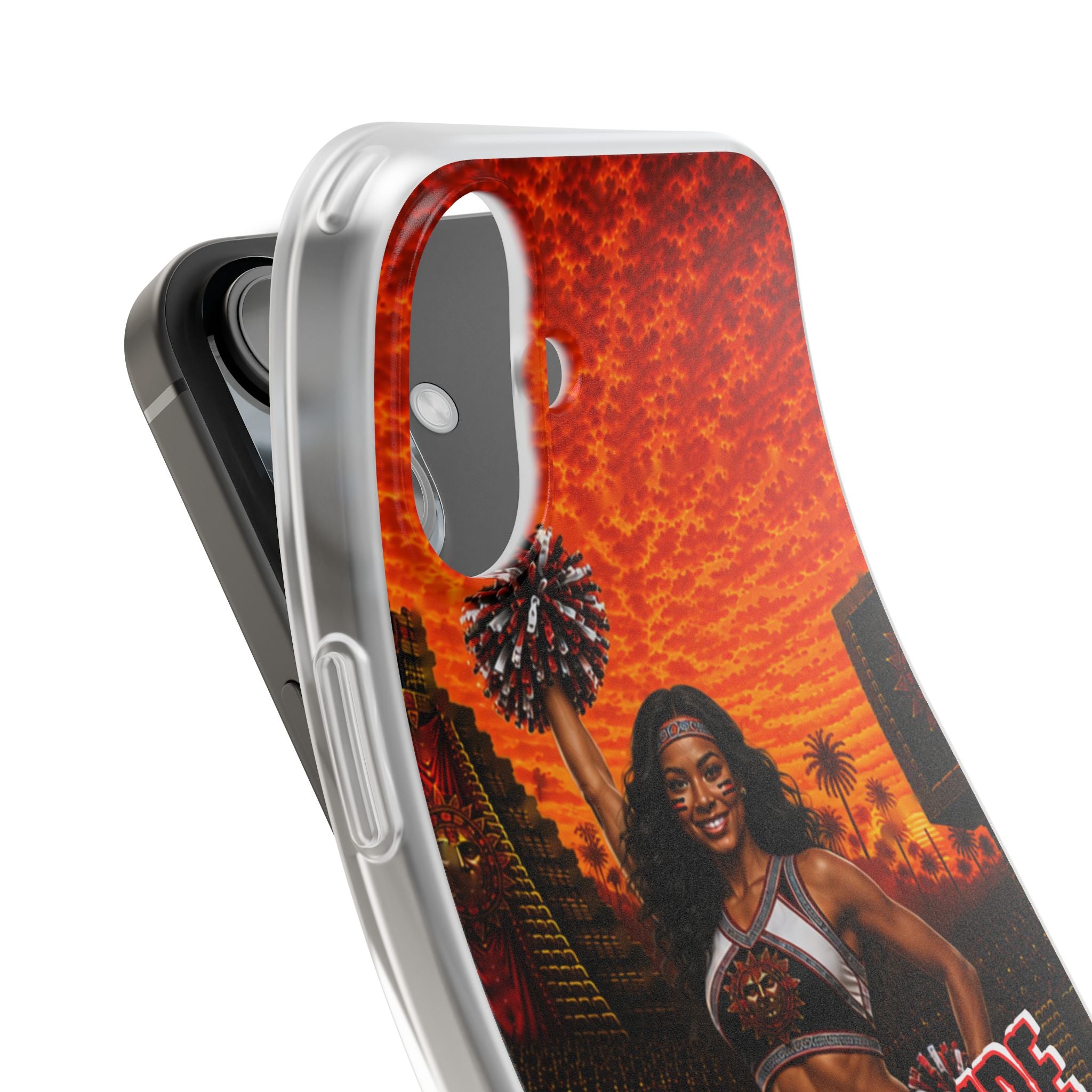Aztec Cheerleader Warrior – Flexi Phone Case (iPhone & Samsung • Clear TPU • Made & Shipped in the USA • 🚚 FREE USA Shipping • Personalized Option)