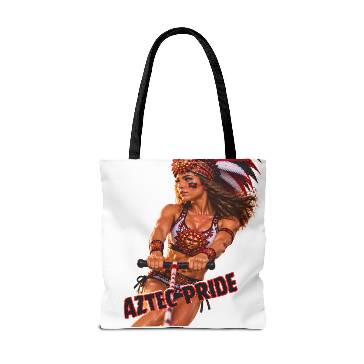 Aztec Waterski Wakeboard Female Warrior Tote Bag | Aztec-Inspired AI Art • Made & Shipped in the USA • 🚚 FREE USA Shipping • FREE Personalization