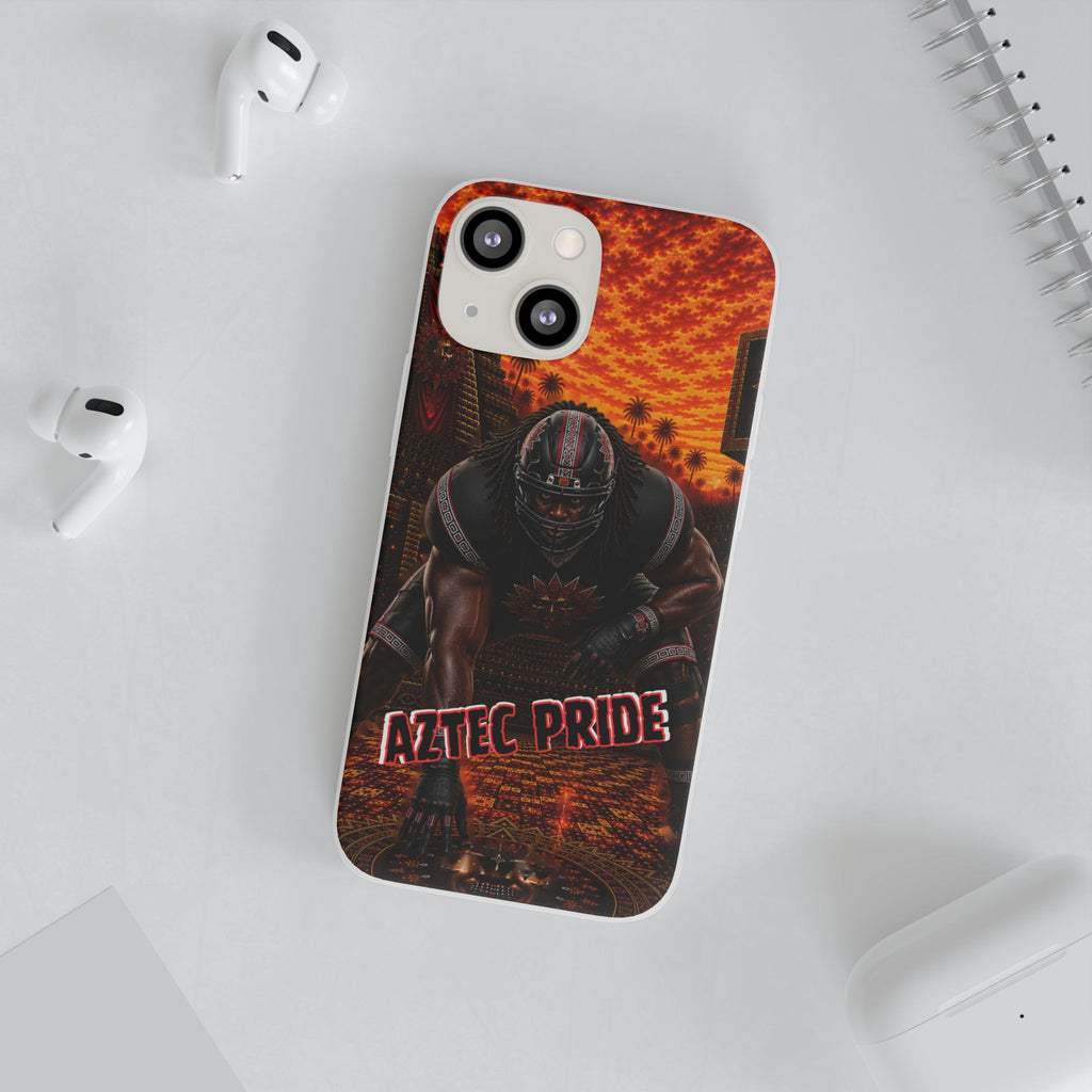 Aztec Football Warrior – Flexi Phone Case (iPhone & Samsung • Clear TPU • Made & Shipped in the USA • 🚚 FREE USA Shipping • Personalized Option)