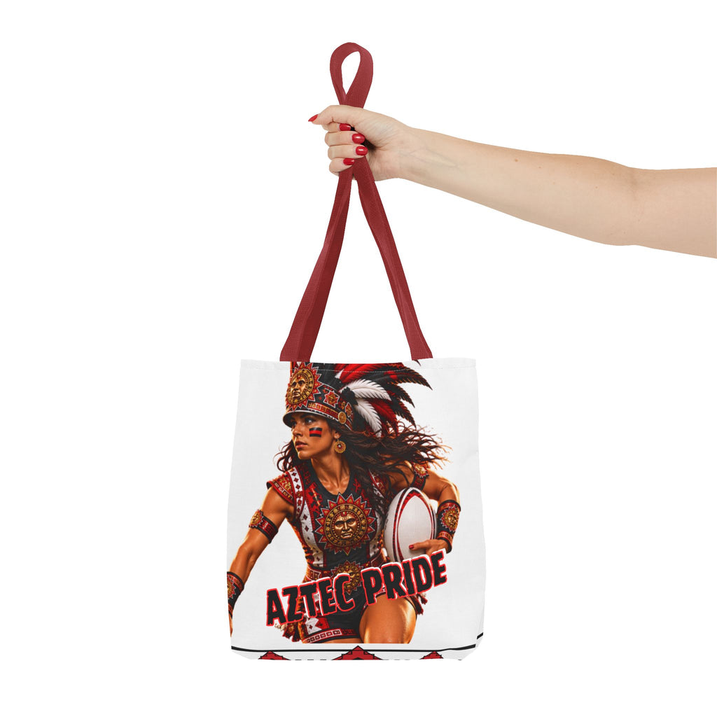 Aztec Rugby Female Warrior Tote Bag | Aztec-Inspired AI Art • Made & Shipped in the USA • 🚚 FREE USA Shipping • FREE Personalization