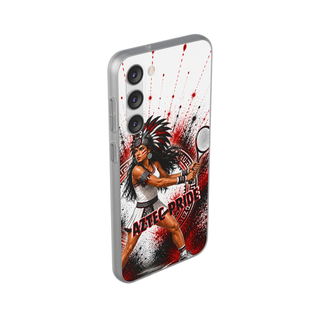Aztec Tennis Female Warrior – Flexi Phone Case (iPhone & Samsung • Clear TPU • Made & Shipped in the USA • 🚚 FREE USA Shipping • Personalized Option)