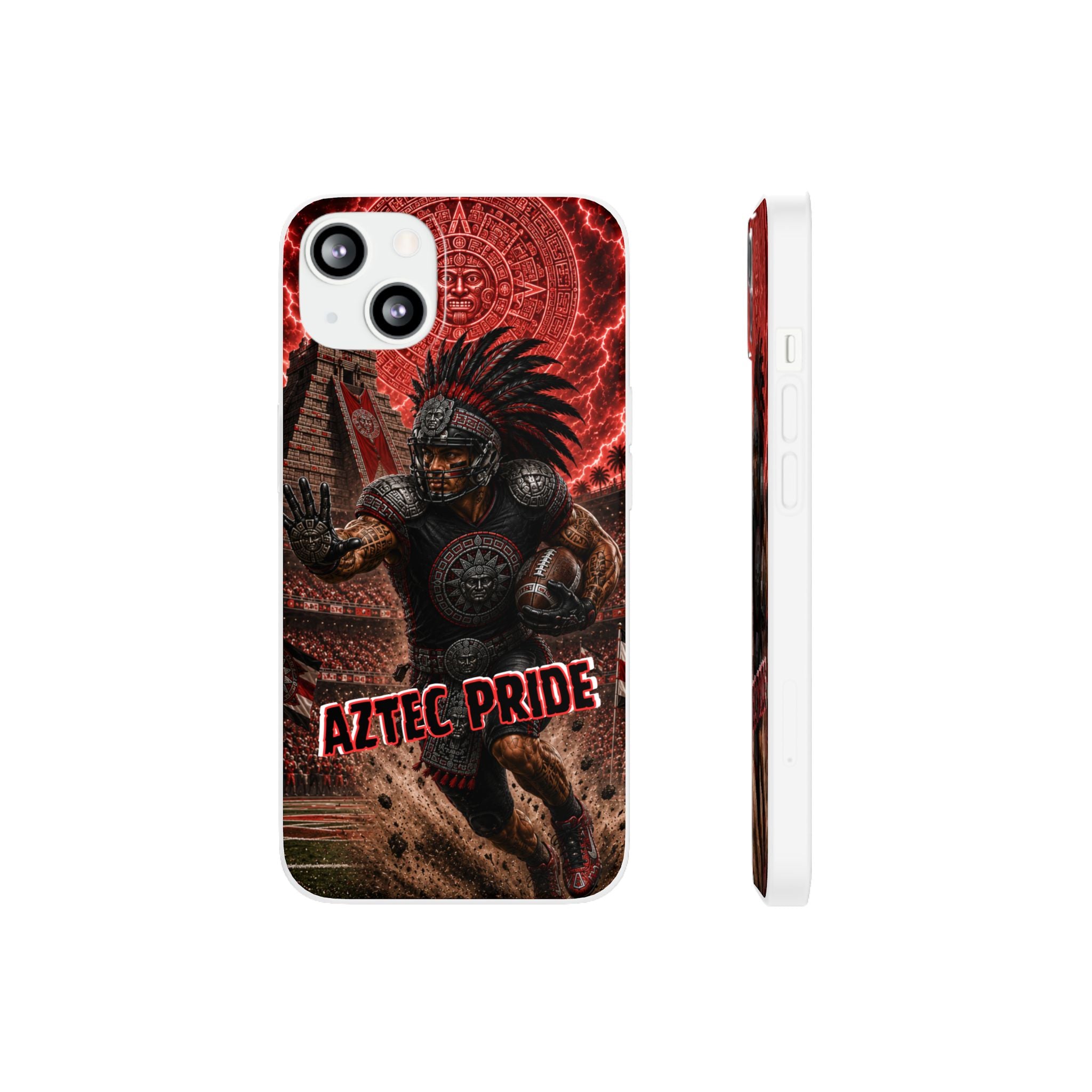 Aztec Football Warrior – Flexi Phone Case (iPhone & Samsung • Clear TPU • Made in USA • Personalized Option)