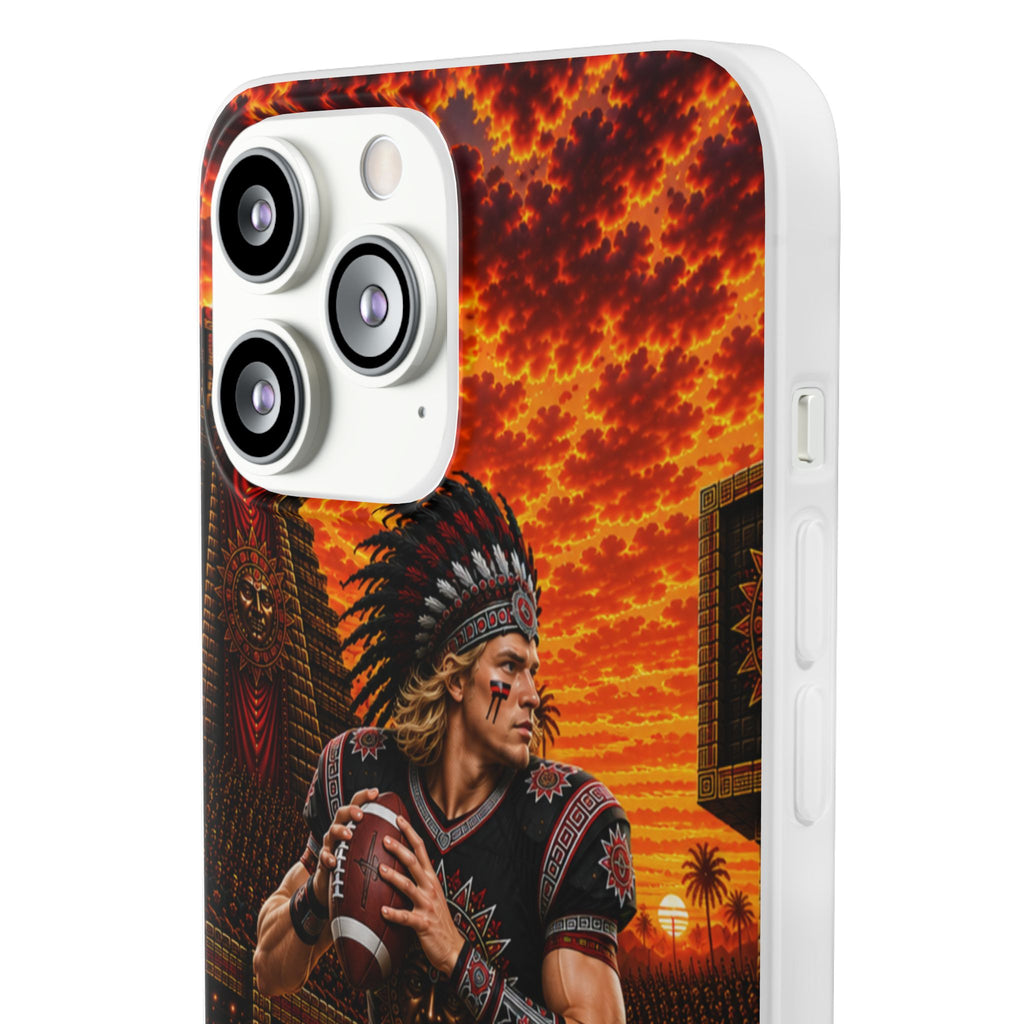 Aztec Football Warrior – Flexi Phone Case (iPhone & Samsung • Clear TPU • Made & Shipped in the USA • 🚚 FREE USA Shipping • Personalized Option)