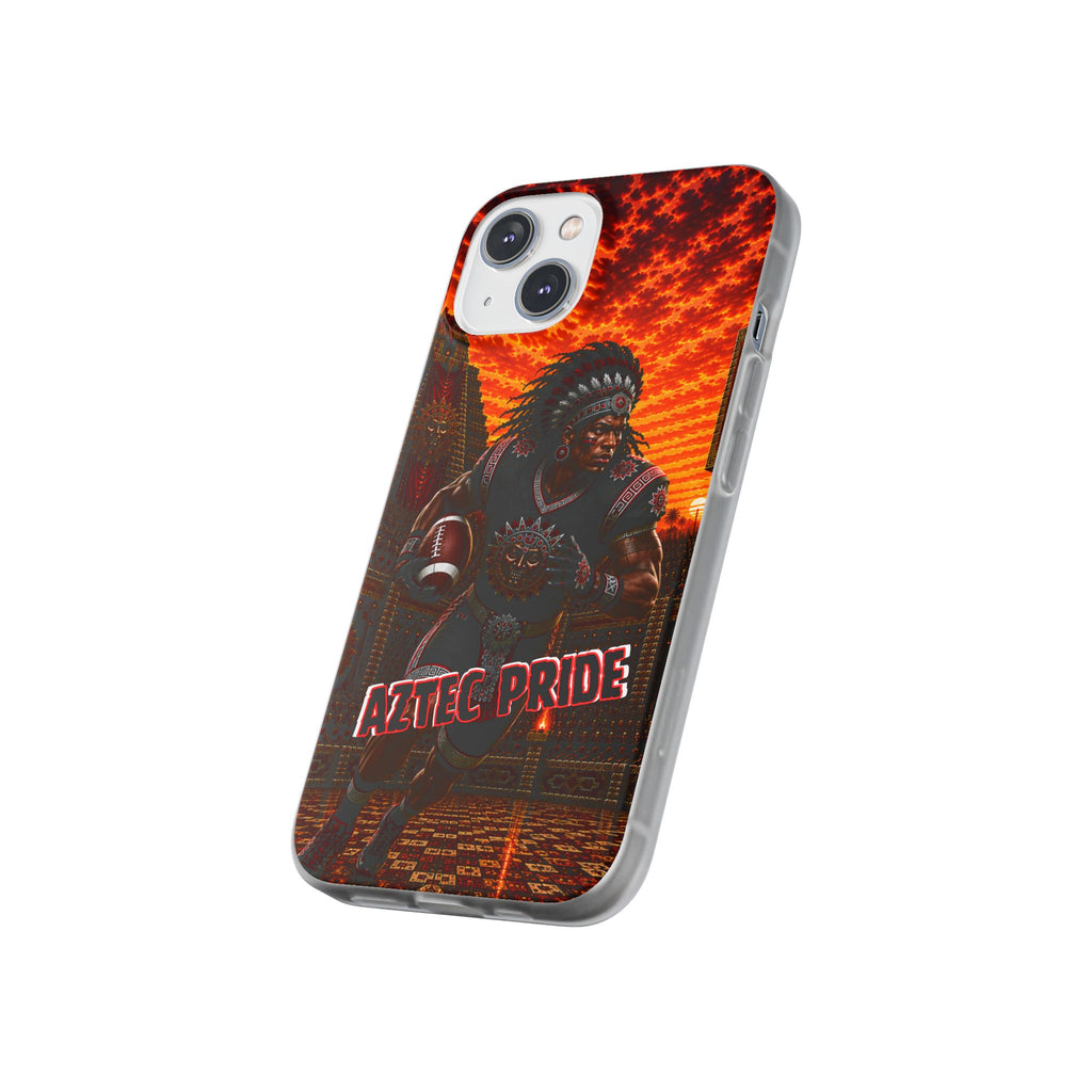 Aztec Football Warrior – Flexi Phone Case (iPhone & Samsung • Clear TPU • Made & Shipped in the USA • 🚚 FREE USA Shipping • Personalized Option)