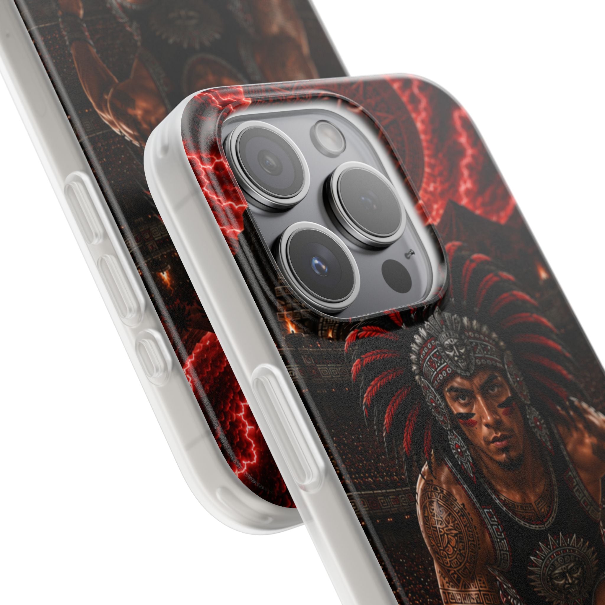 Aztec Track & Field Male Warrior – Flexi Phone Case (iPhone & Samsung • Clear TPU • Made & Shipped in the USA • 🚚 FREE USA Shipping • Personalized Option)