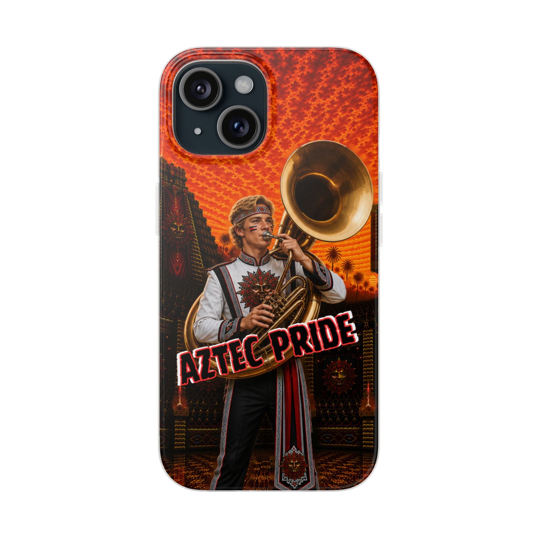 Aztec Band Warrior – Flexi Phone Case (iPhone & Samsung • Clear TPU • Made & Shipped in the USA • 🚚 FREE USA Shipping • Personalized Option)