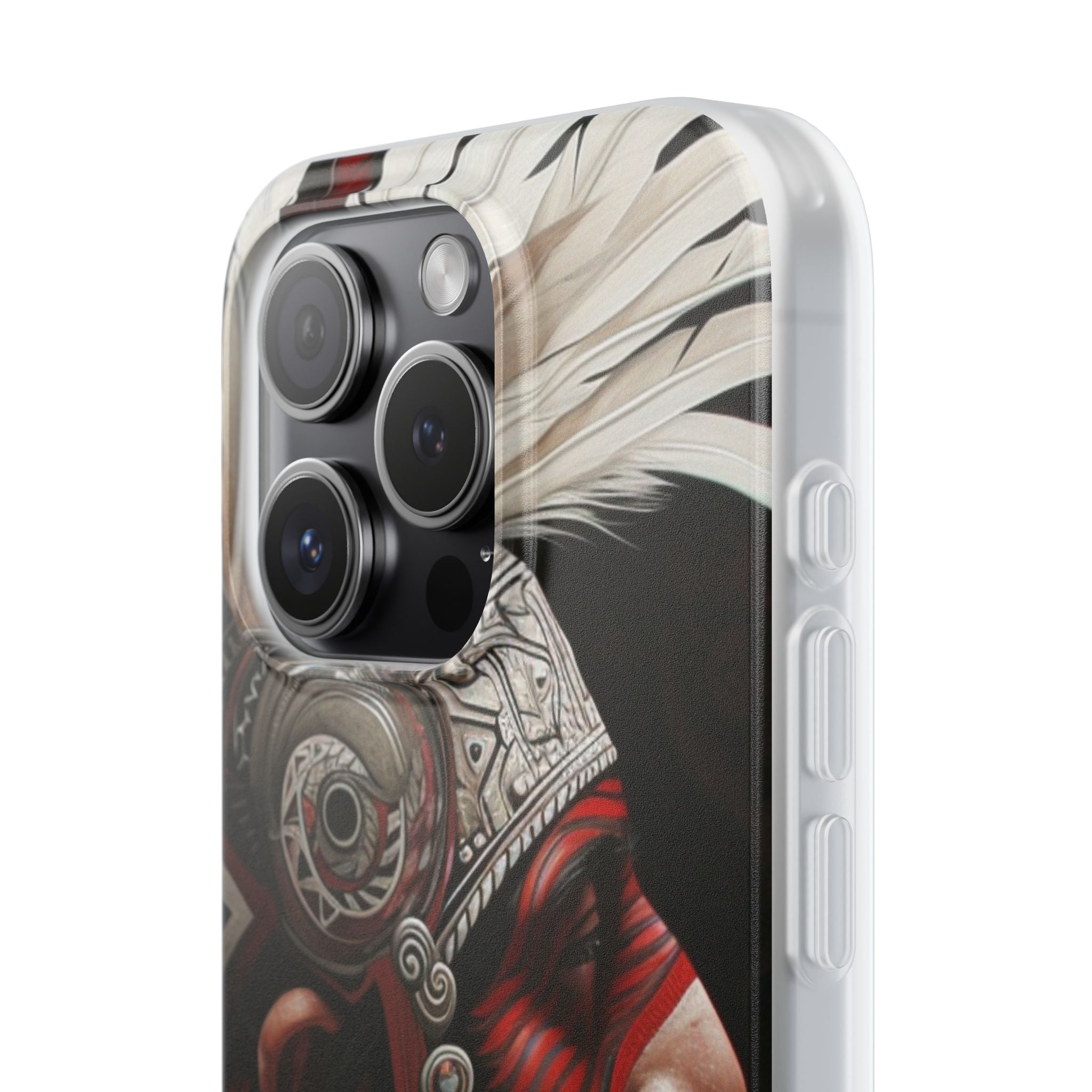 Aztec Warrior King – Flexi Phone Case (iPhone & Samsung • Clear TPU • Made in USA • Personalized Option)