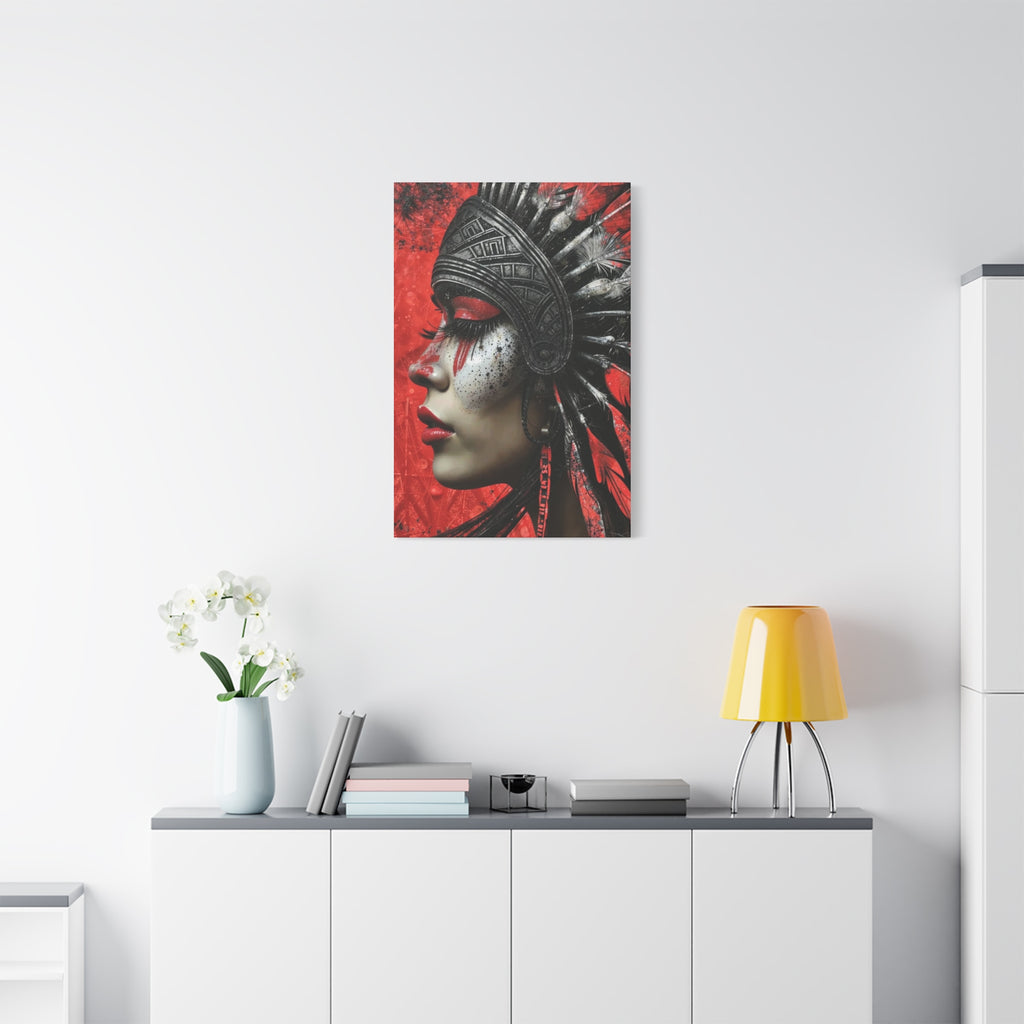 Aztec Fearless Goddess – Bold Aztec Wall Art Canvas