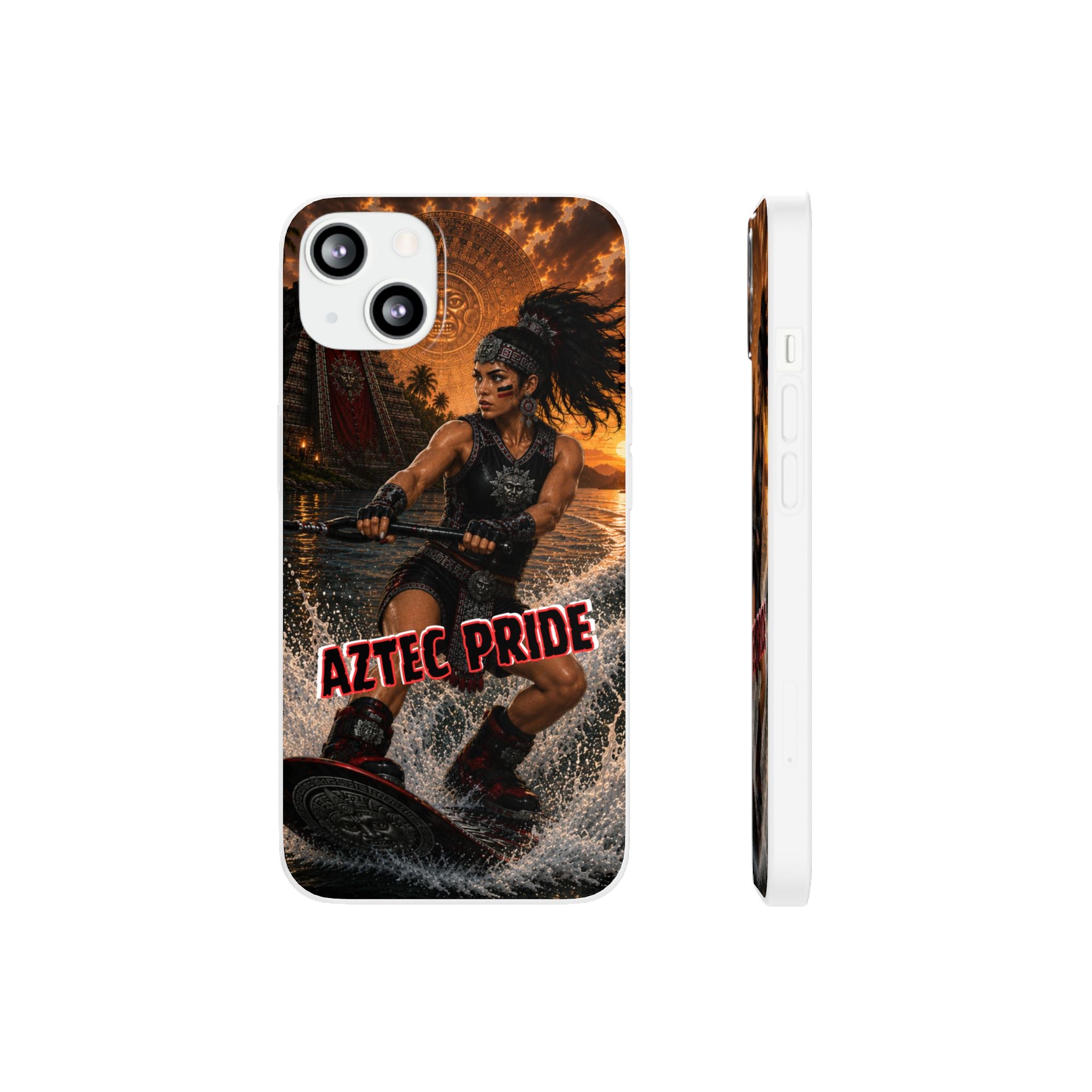Aztec Wakeboard Female Warrior – Flexi Phone Case (iPhone & Samsung • Clear TPU • Made & Shipped in the USA • 🚚 FREE USA Shipping • Personalized Option)