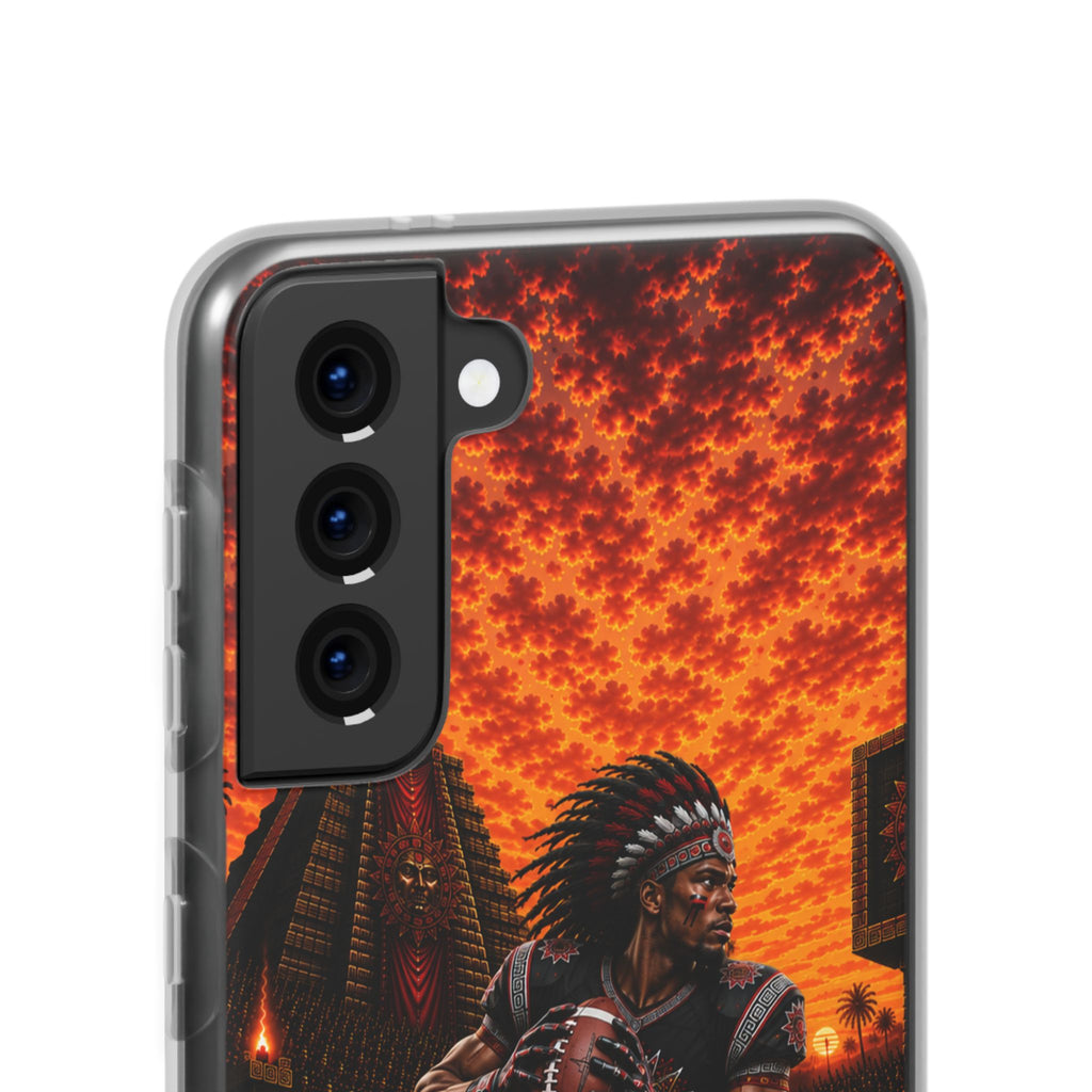 Aztec Football Warrior – Flexi Phone Case (iPhone & Samsung • Clear TPU • Made & Shipped in the USA • 🚚 FREE USA Shipping • Personalized Option)