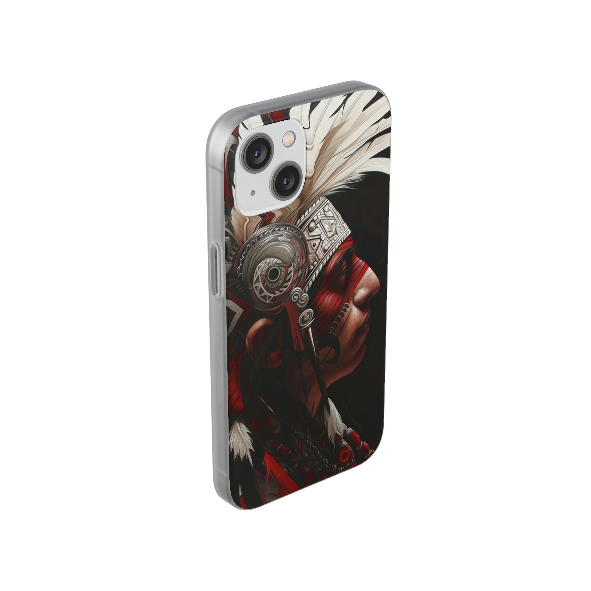 Aztec Warrior King – Flexi Phone Case (iPhone & Samsung • Clear TPU • Made in USA • Personalized Option)