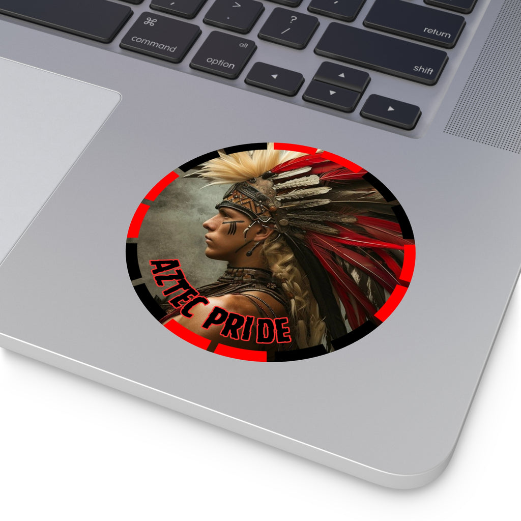 Aztec Storm Warrior Round Vinyl Sticker – Waterproof Matte Decal (2”–6”)