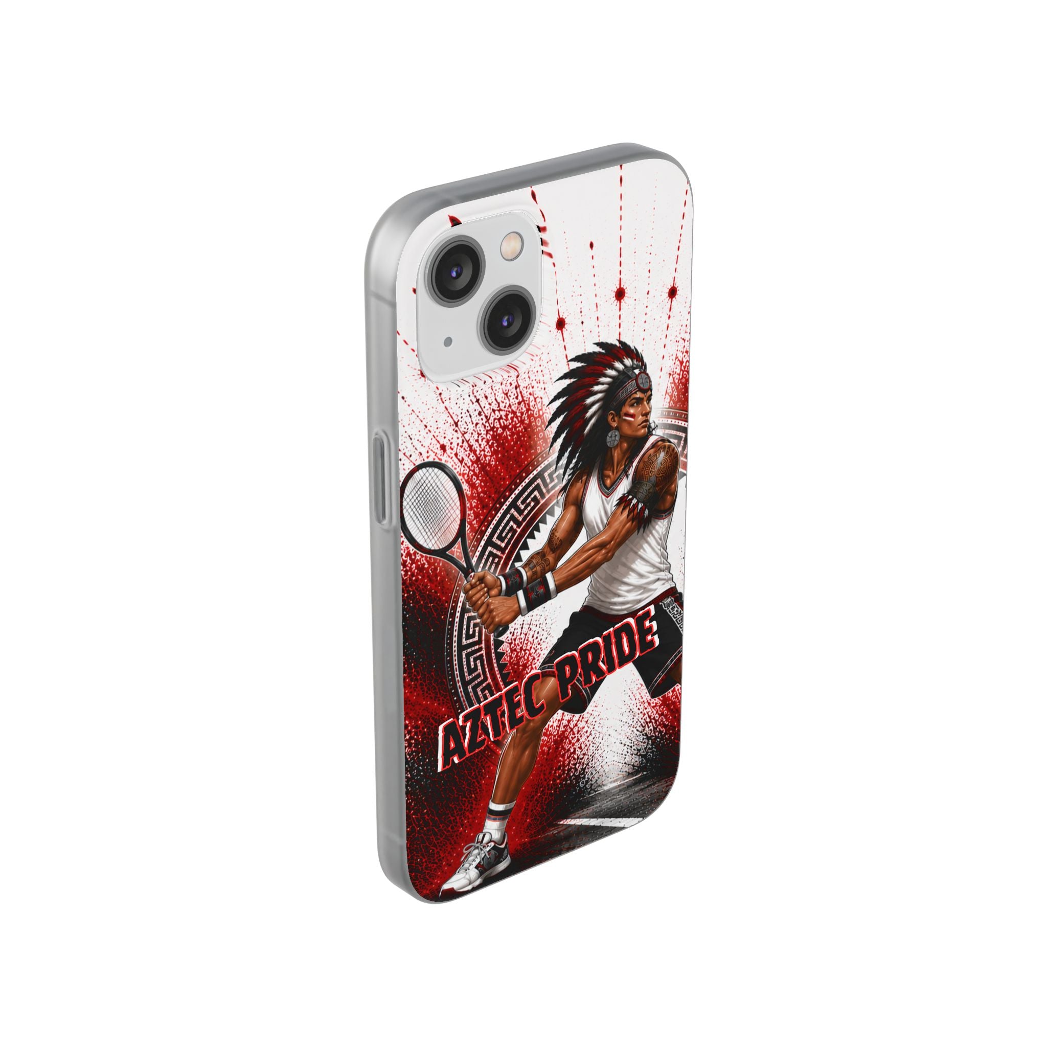Aztec Tennis Male Warrior – Flexi Phone Case (iPhone & Samsung • Clear TPU • Made & Shipped in the USA • 🚚 FREE USA Shipping • Personalized Option)