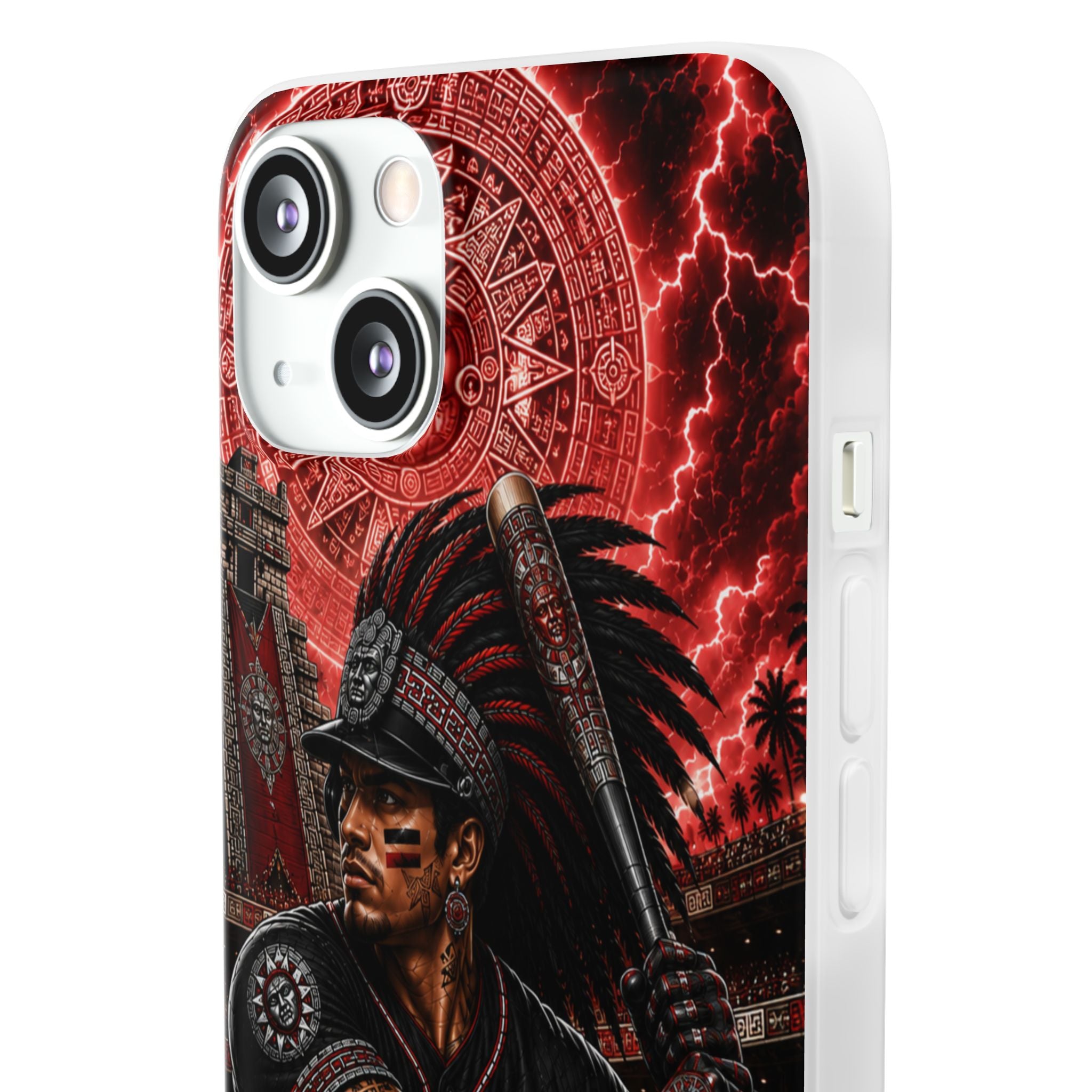 Aztec Baseball Warrior – Flexi Phone Case (iPhone & Samsung • Clear TPU • Made & Shipped in the USA • 🚚 FREE USA Shipping • Personalized Option)