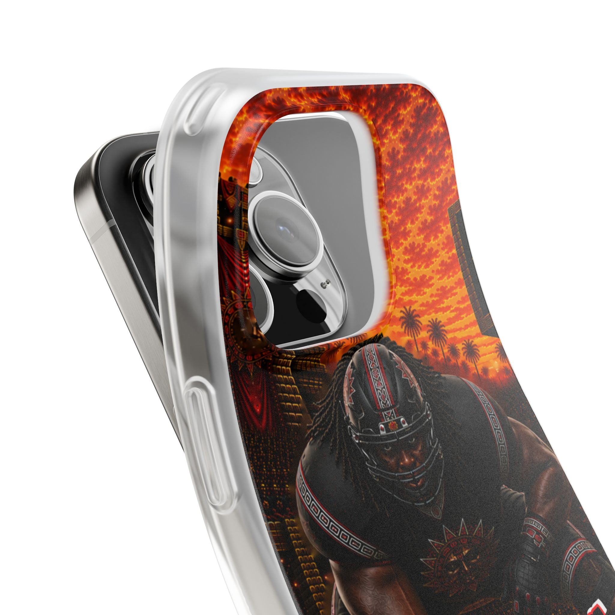 Aztec Football Warrior – Flexi Phone Case (iPhone & Samsung • Clear TPU • Made & Shipped in the USA • 🚚 FREE USA Shipping • Personalized Option)