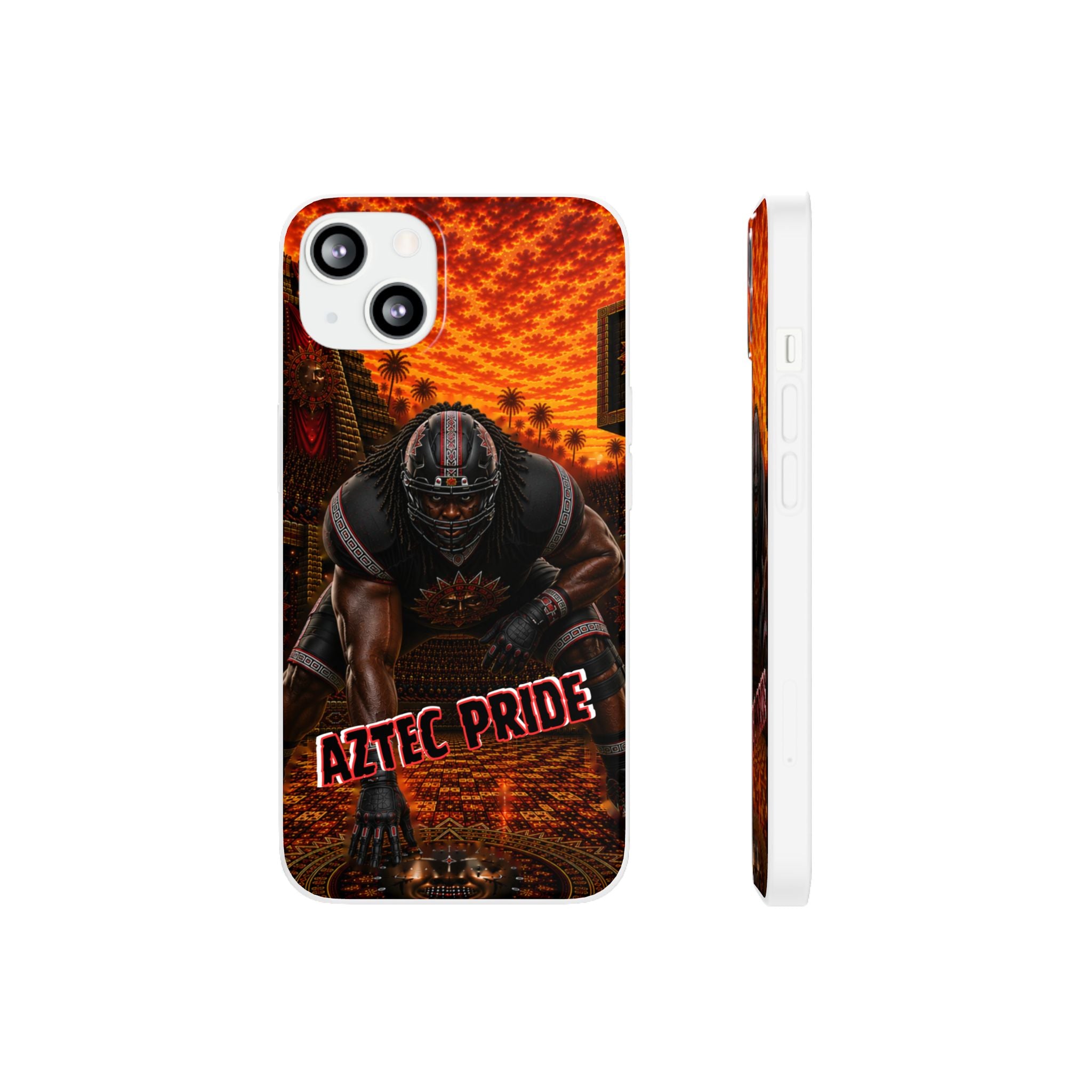 Aztec Football Warrior – Flexi Phone Case (iPhone & Samsung • Clear TPU • Made & Shipped in the USA • 🚚 FREE USA Shipping • Personalized Option)
