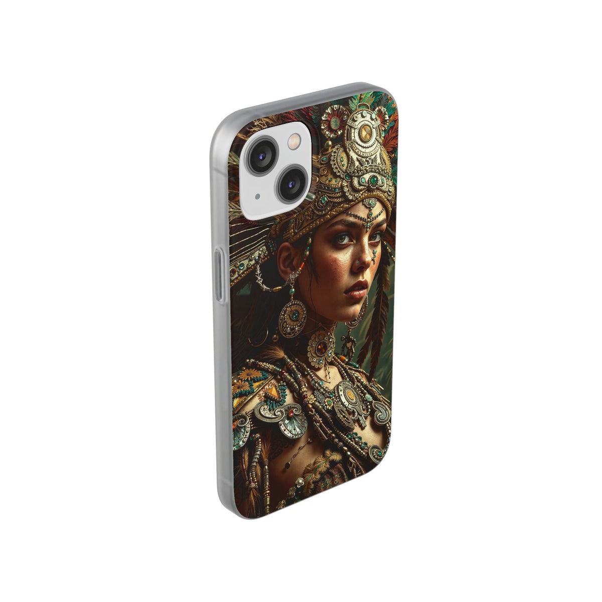 Aztec Warrior Goddess – Flexi Phone Case (iPhone & Samsung • Clear TPU • Made in USA • Personalized Option)