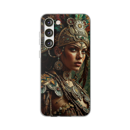 Aztec Warrior Goddess – Flexi Phone Case (iPhone & Samsung • Clear TPU • Made in USA • Personalized Option)