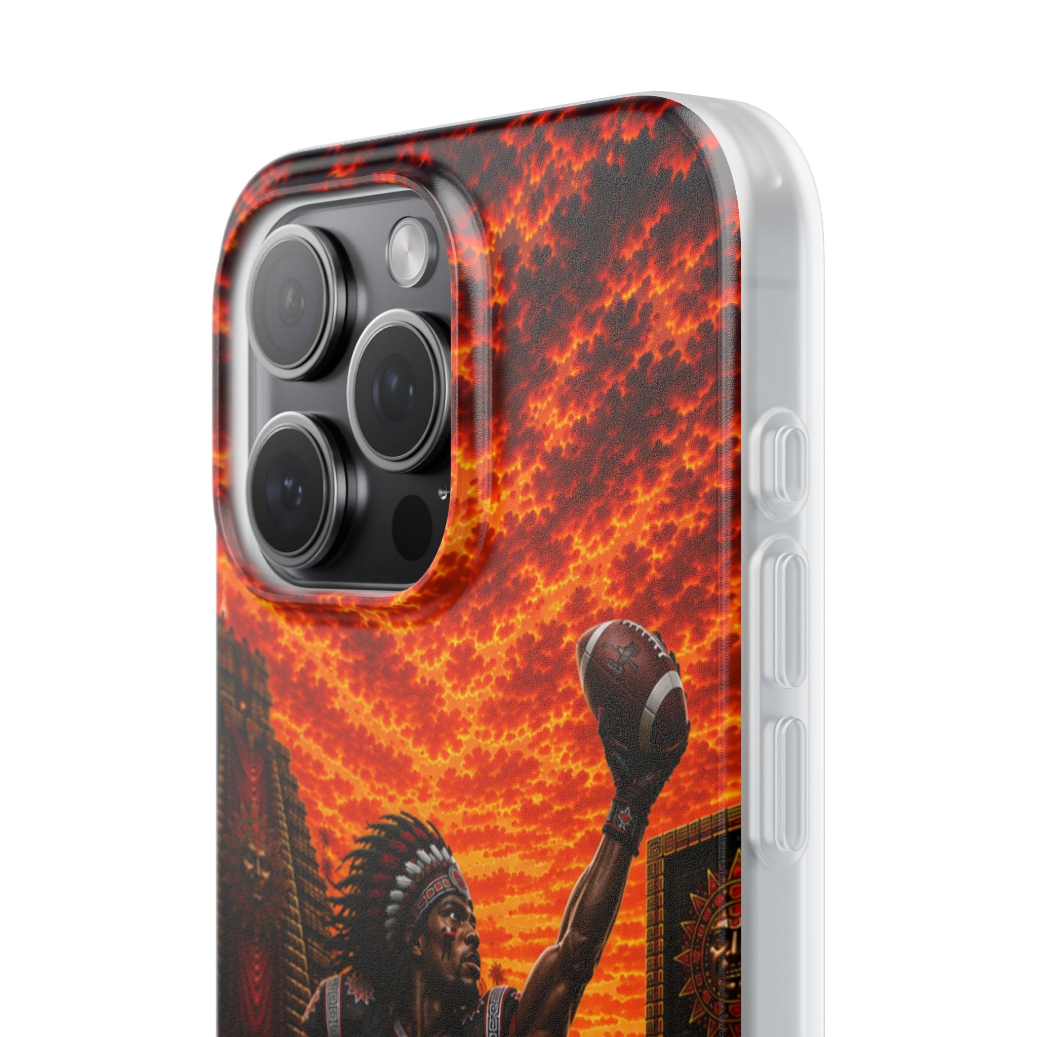 Aztec Football Warrior – Flexi Phone Case (iPhone & Samsung • Clear TPU • Made & Shipped in the USA • 🚚 FREE USA Shipping • Personalized Option)