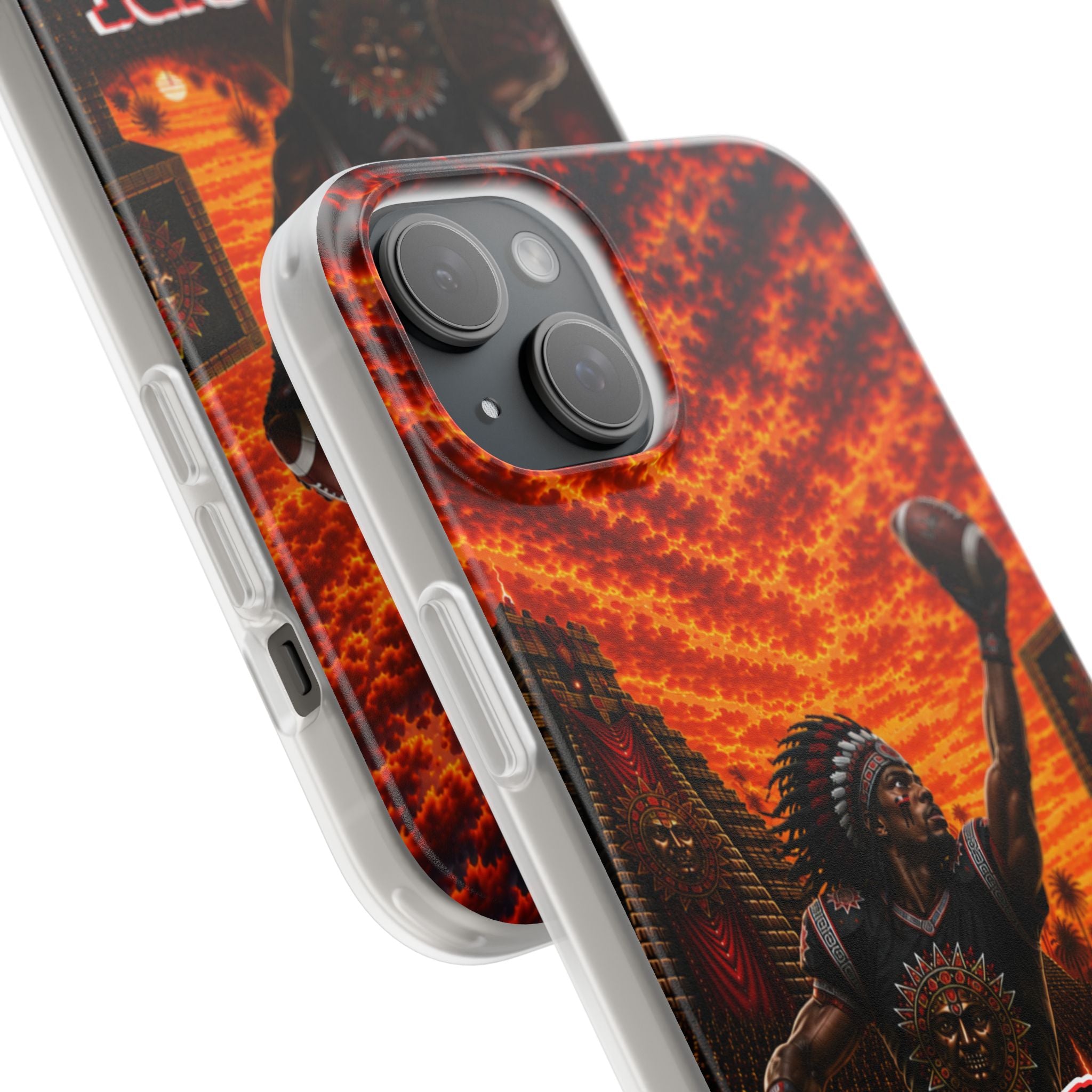 Aztec Football Warrior – Flexi Phone Case (iPhone & Samsung • Clear TPU • Made & Shipped in the USA • 🚚 FREE USA Shipping • Personalized Option)