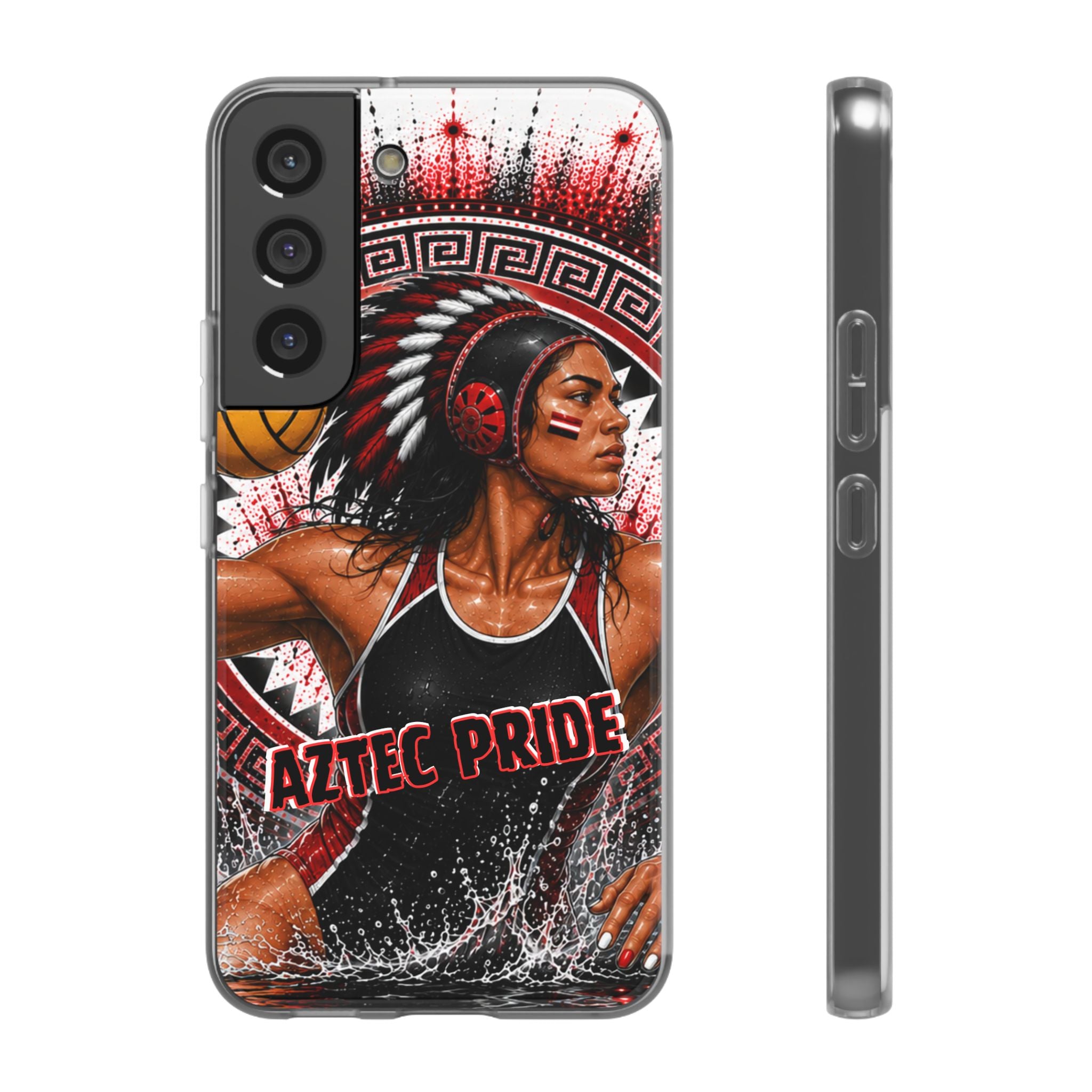 Aztec Water Polo Warrior – Flexi Phone Case (iPhone & Samsung • Clear TPU • Made in USA • Personalized Option)