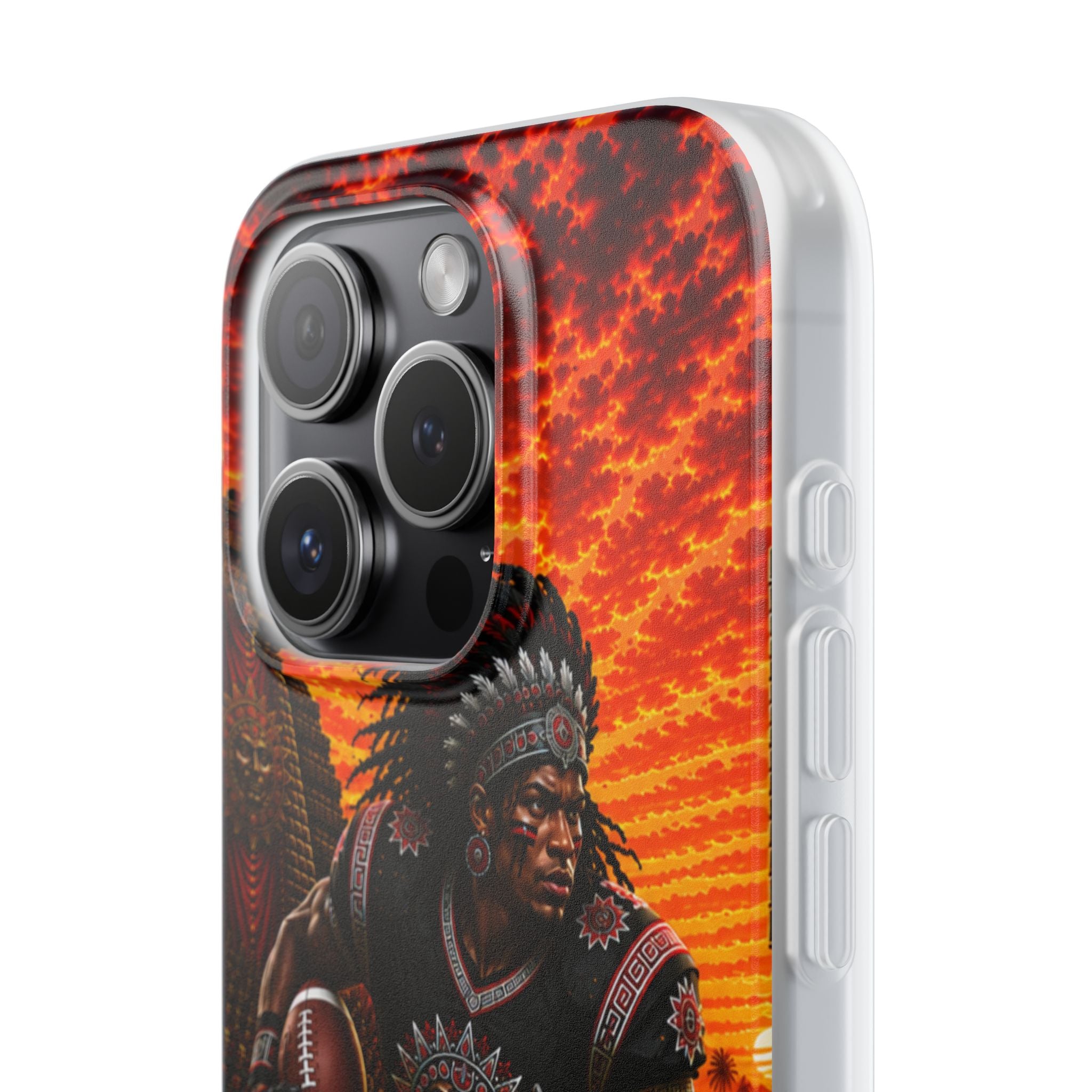 Aztec Football Warrior – Flexi Phone Case (iPhone & Samsung • Clear TPU • Made & Shipped in the USA • 🚚 FREE USA Shipping • Personalized Option)