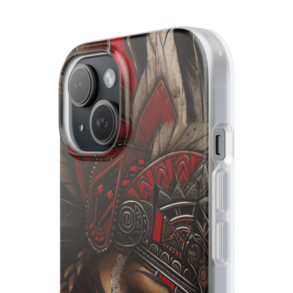 Aztec Sun Goddess – Flexi Phone Case (iPhone & Samsung • Clear TPU • Made in USA • Personalized Option)