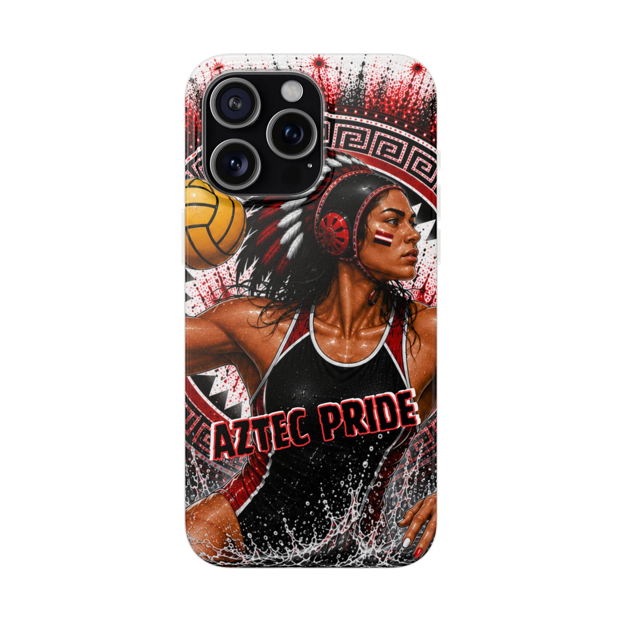 Aztec Water Polo Warrior – Flexi Phone Case (iPhone & Samsung • Clear TPU • Made in USA • Personalized Option)