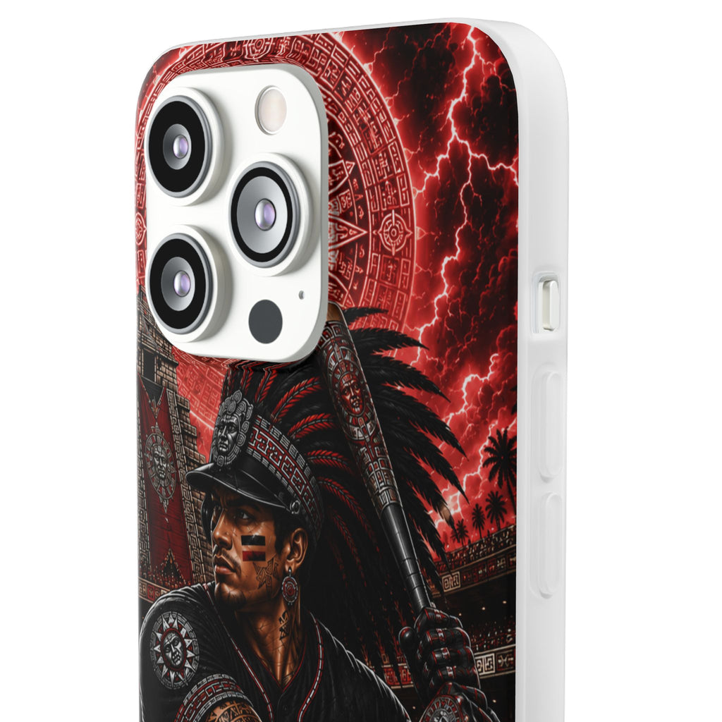 Aztec Baseball Warrior – Flexi Phone Case (iPhone & Samsung • Clear TPU • Made & Shipped in the USA • 🚚 FREE USA Shipping • Personalized Option)