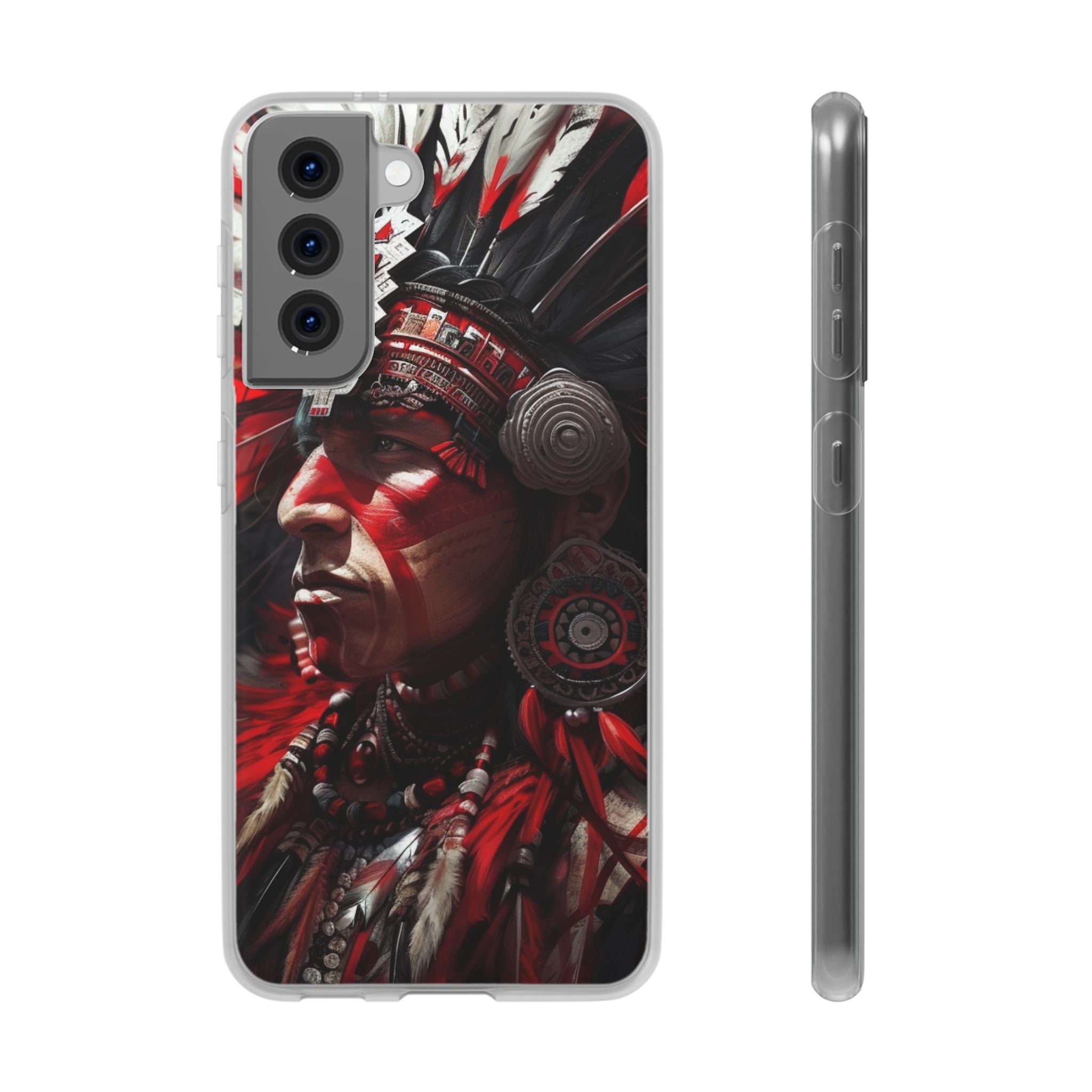 Aztec Loyal Warrior – Flexi Phone Case (iPhone & Samsung • Clear TPU • Made in USA • Personalized Option)