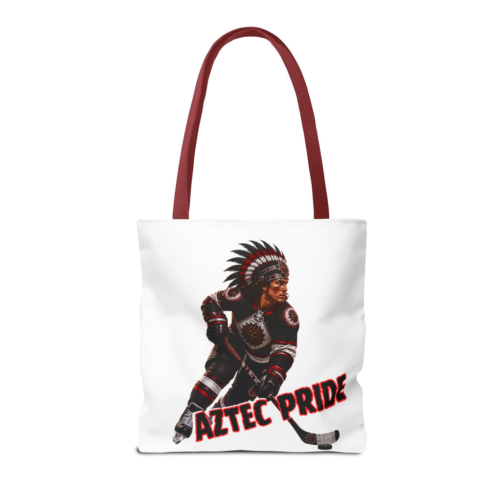 Aztec Hockey Warrior Tote Bag | Aztec-Inspired AI Art • Made & Shipped in the USA • 🚚 FREE USA Shipping • FREE Personalization