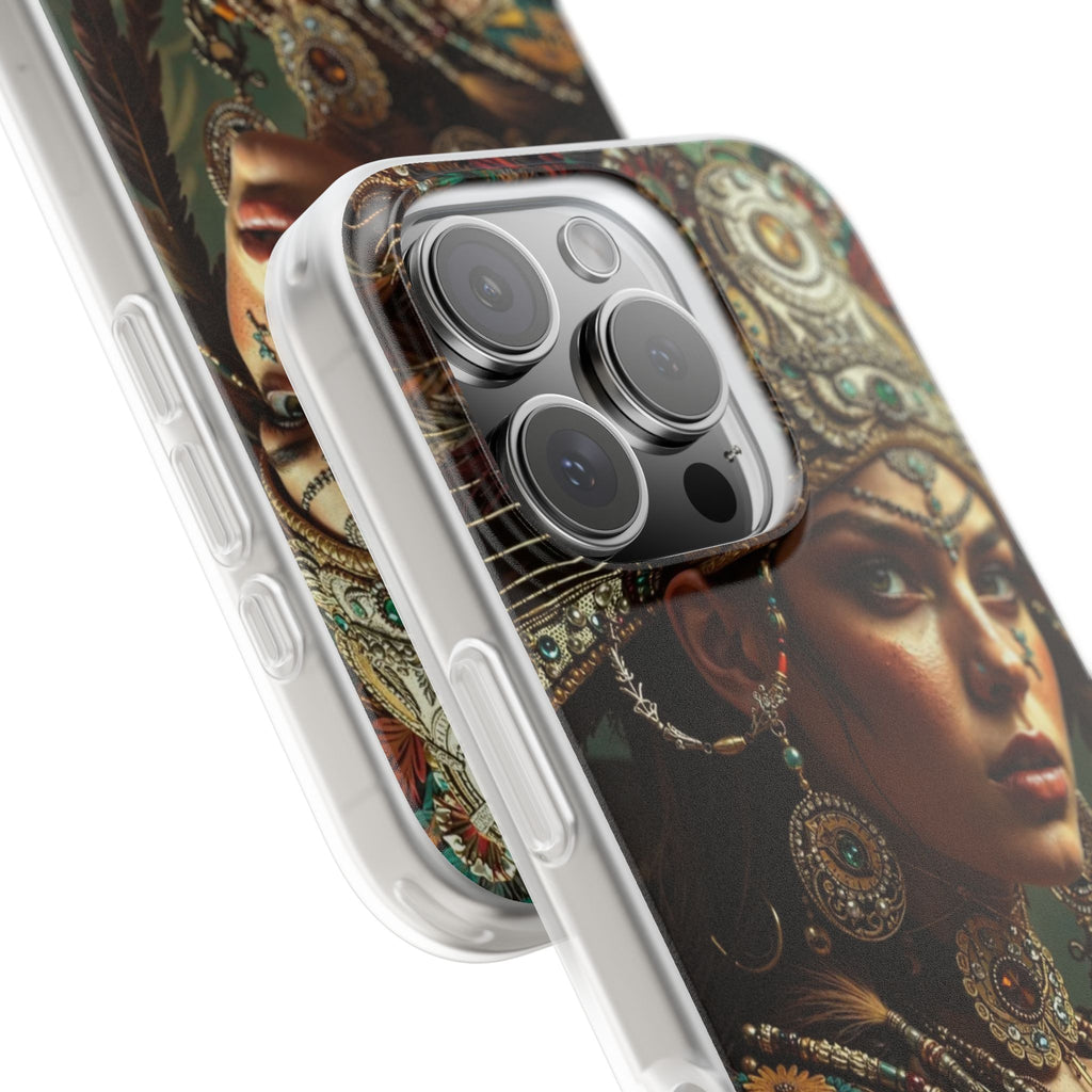 Aztec Warrior Goddess – Flexi Phone Case (iPhone & Samsung • Clear TPU • Made in USA • Personalized Option)