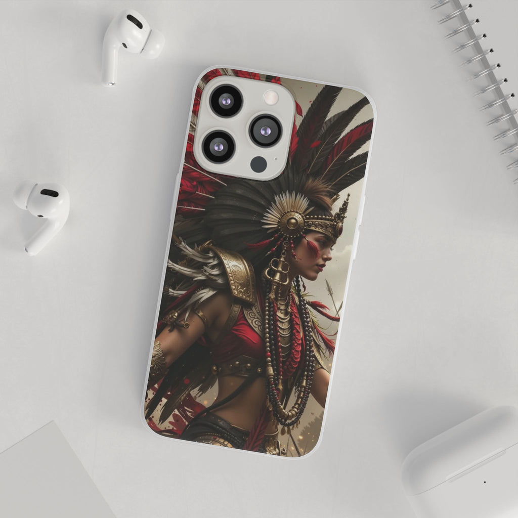 Aztec Warrior Queen – Flexi Phone Case (iPhone & Samsung • Clear TPU • Made in USA • Personalized Option)