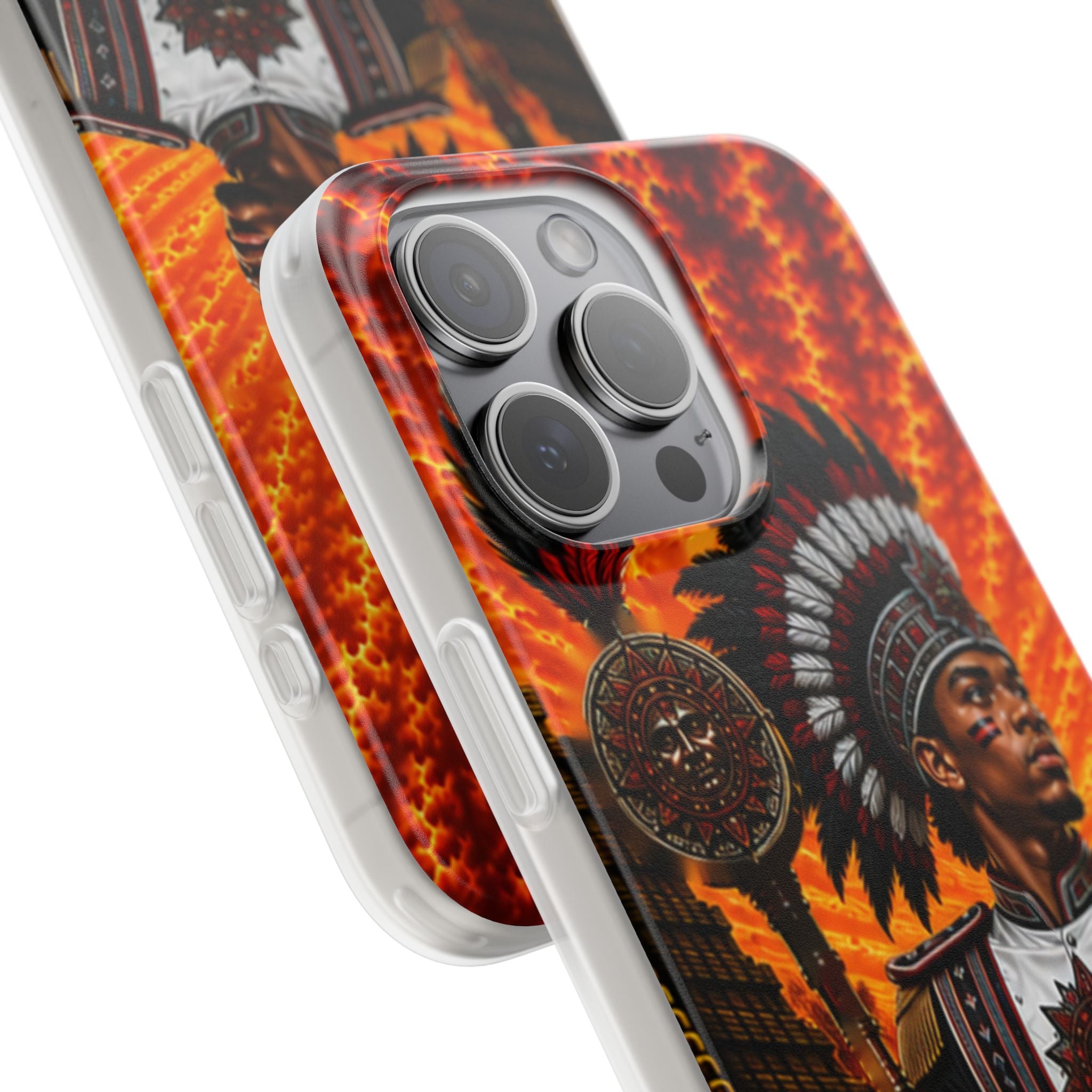 Aztec Drum Major Warrior – Flexi Phone Case (iPhone & Samsung • Clear TPU • Made & Shipped in the USA • 🚚 FREE USA Shipping • Personalized Option)