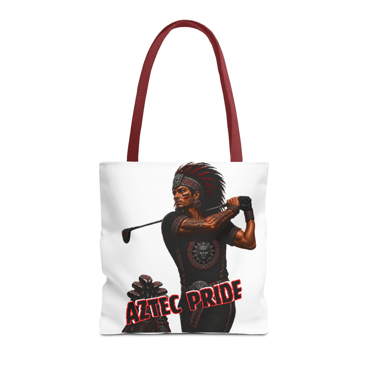 Aztec Golf Male Warrior Tote Bag | Aztec-Inspired AI Art • Made & Shipped in the USA • 🚚 FREE USA Shipping • FREE Personalization