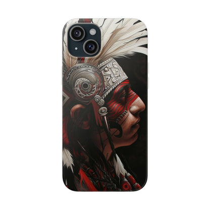 Aztec Warrior King – Flexi Phone Case (iPhone & Samsung • Clear TPU • Made in USA • Personalized Option)