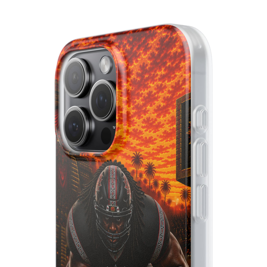 Aztec Football Warrior – Flexi Phone Case (iPhone & Samsung • Clear TPU • Made & Shipped in the USA • 🚚 FREE USA Shipping • Personalized Option)