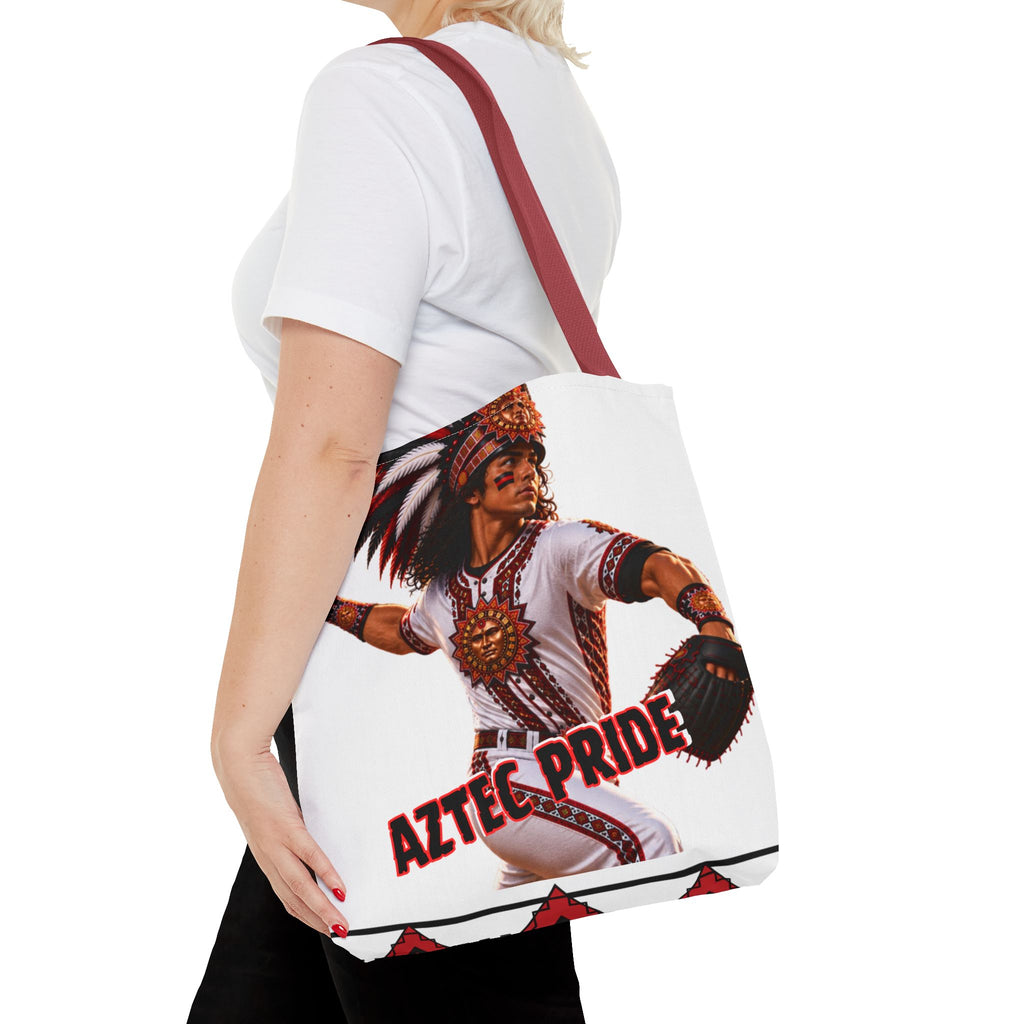 Aztec Baseball Warrior Tote Bag | Aztec-Inspired AI Art • Made & Shipped in the USA • 🚚 FREE USA Shipping • FREE Personalization