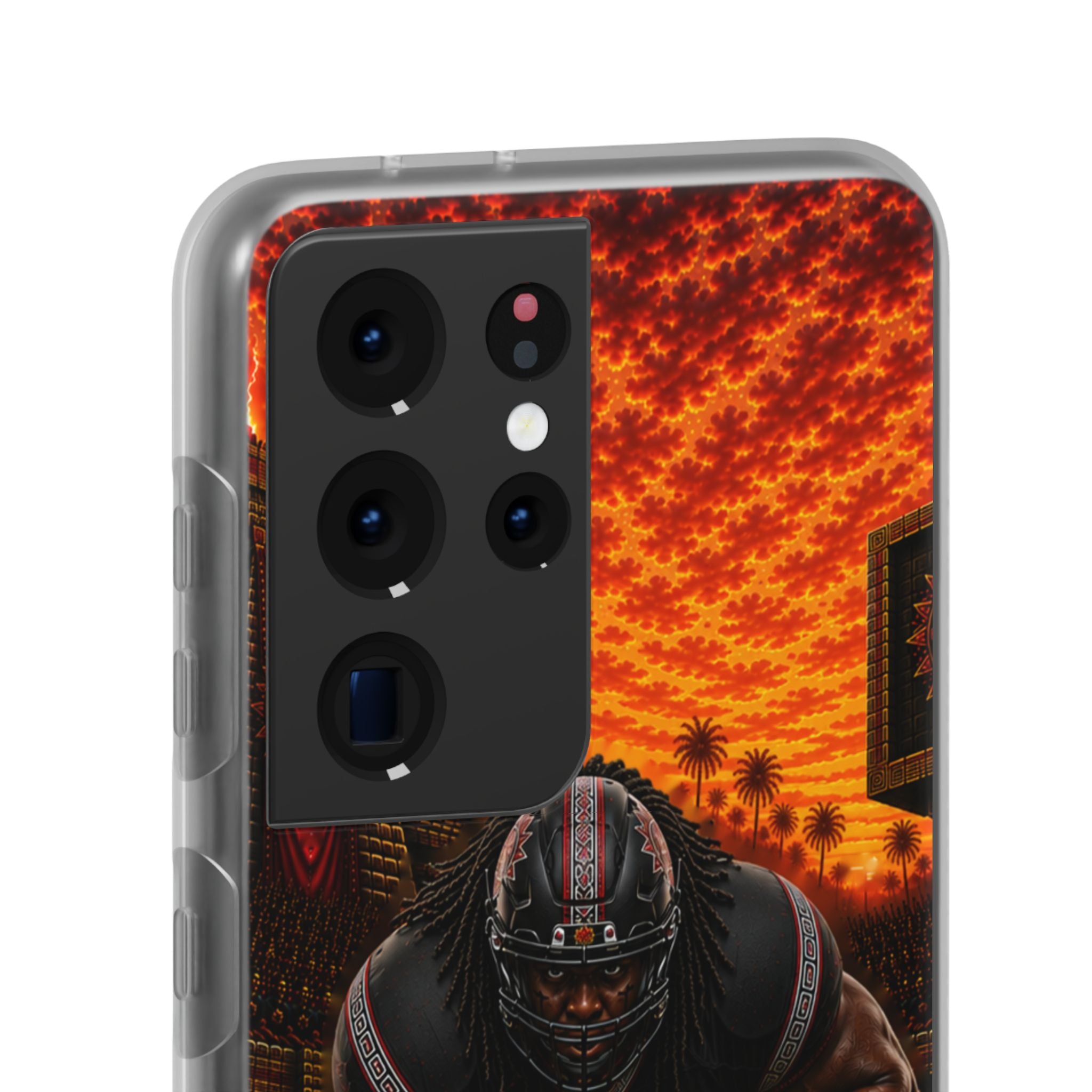 Aztec Football Warrior – Flexi Phone Case (iPhone & Samsung • Clear TPU • Made & Shipped in the USA • 🚚 FREE USA Shipping • Personalized Option)