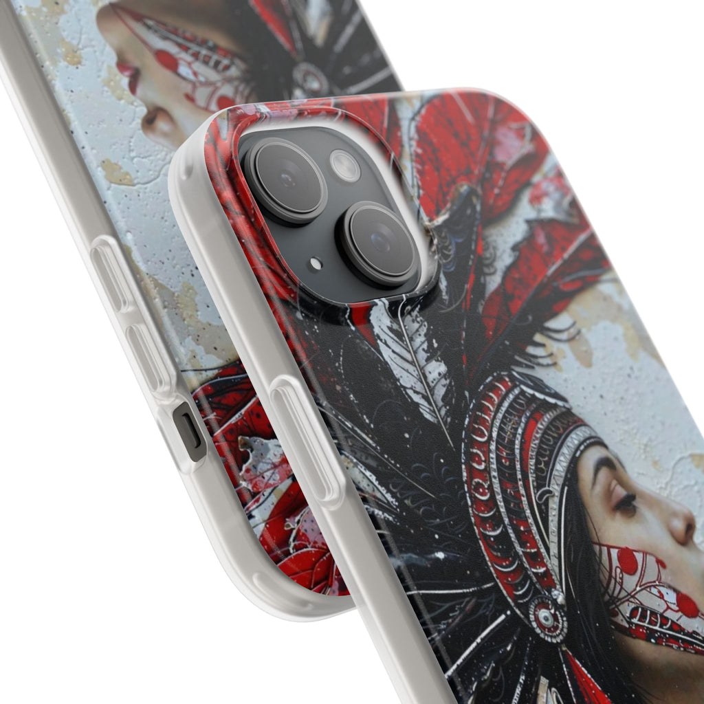 Aztec Silent Goddess – Flexi Phone Case (iPhone & Samsung • Clear TPU • Made in USA • Personalized Option)