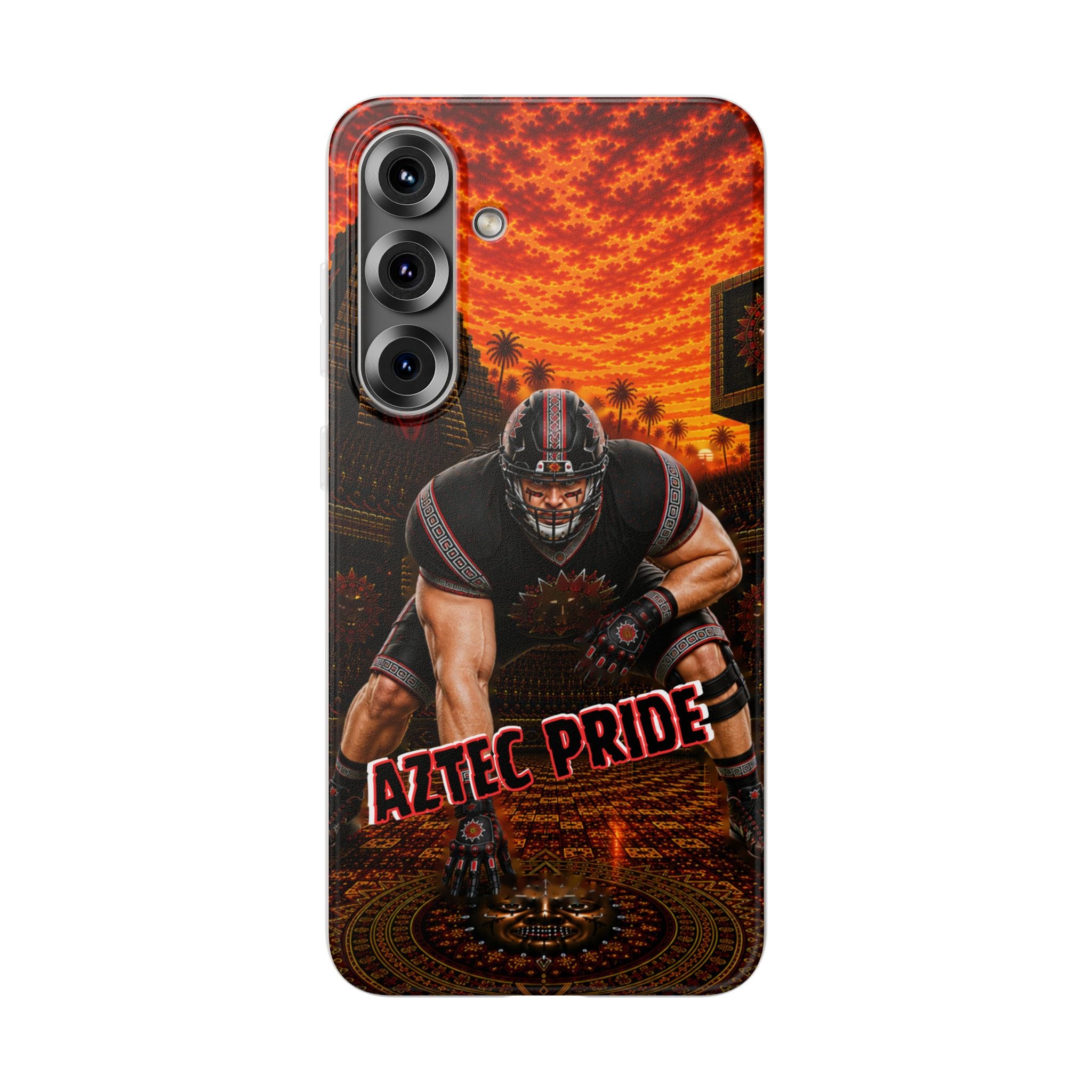 Aztec Football Warrior – Flexi Phone Case (iPhone & Samsung • Clear TPU • Made & Shipped in the USA • 🚚 FREE USA Shipping • Personalized Option)