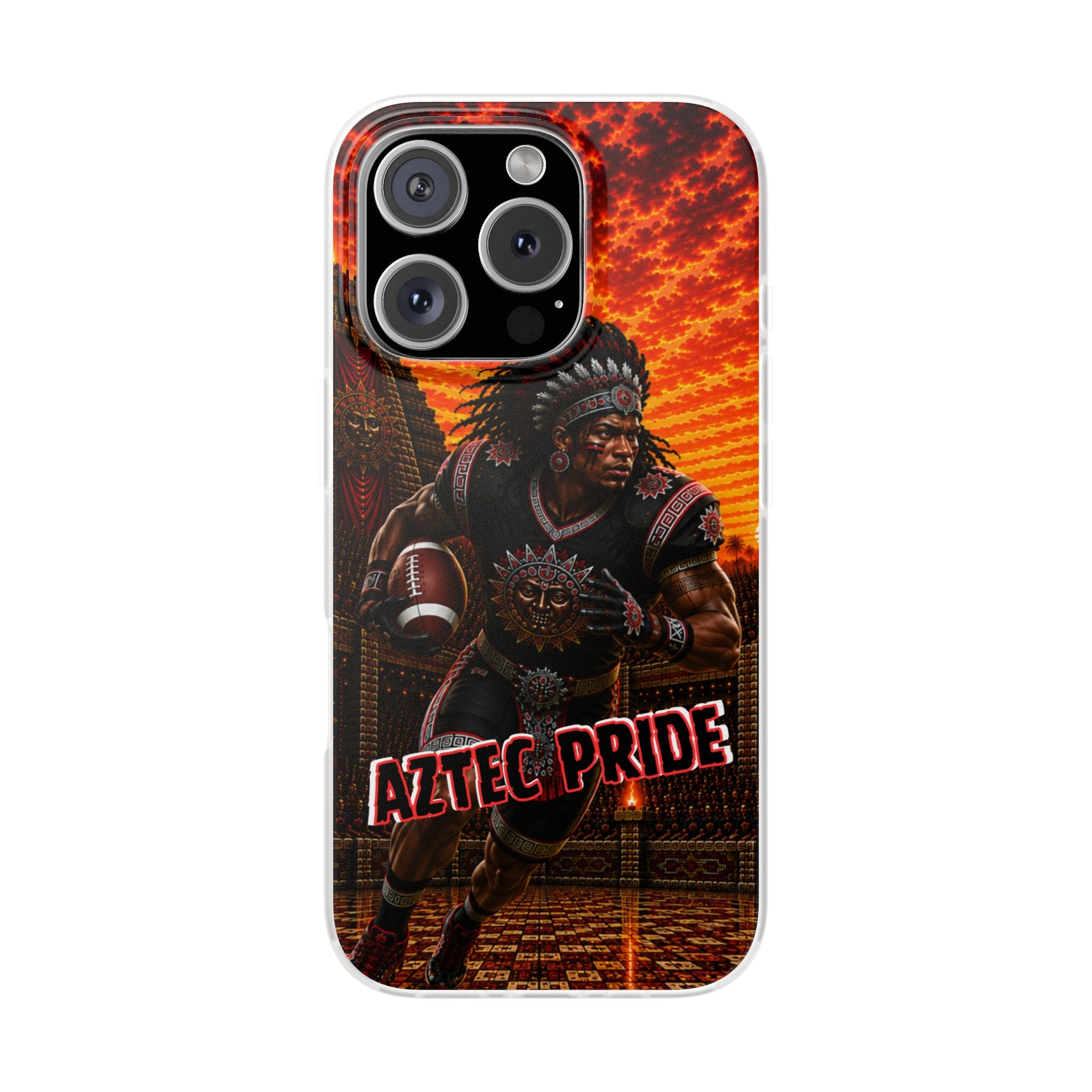 Aztec Football Warrior – Flexi Phone Case (iPhone & Samsung • Clear TPU • Made & Shipped in the USA • 🚚 FREE USA Shipping • Personalized Option)